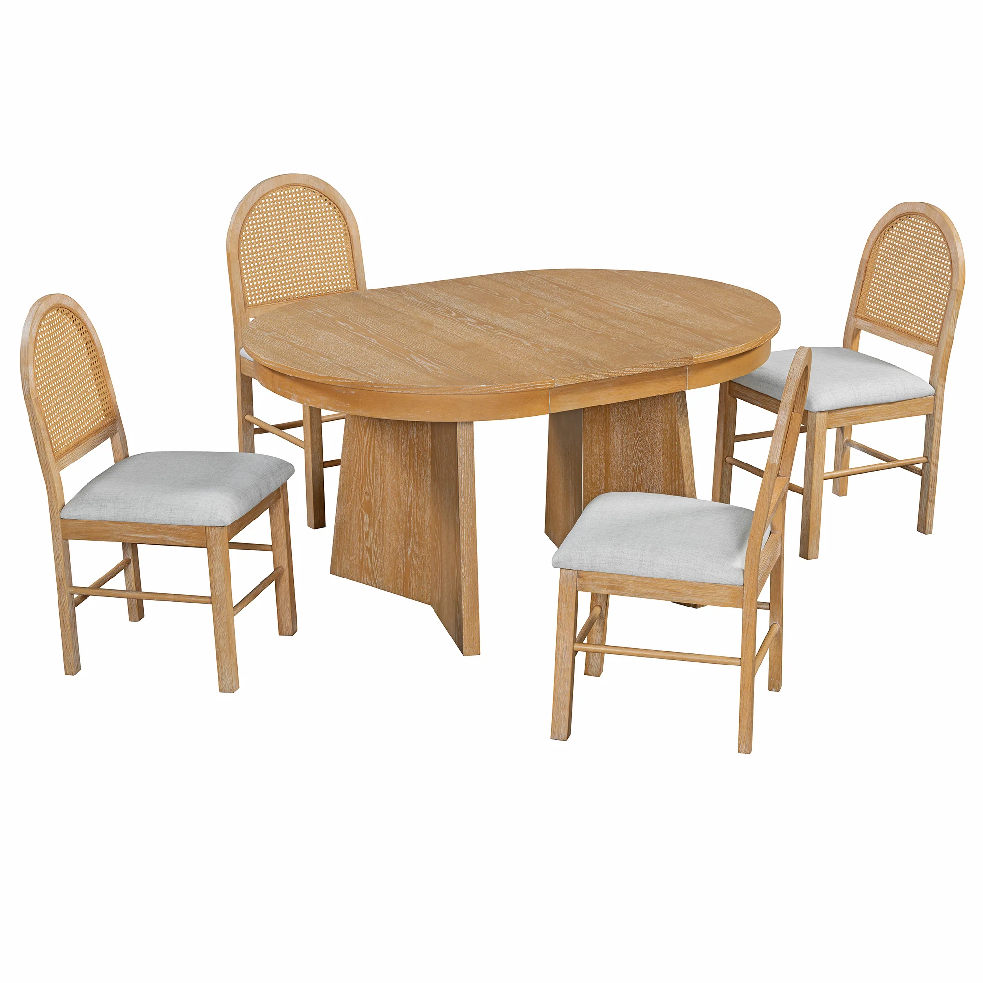 Walker Edison | Extendable 5-Piece Round Dining Table Set for 4