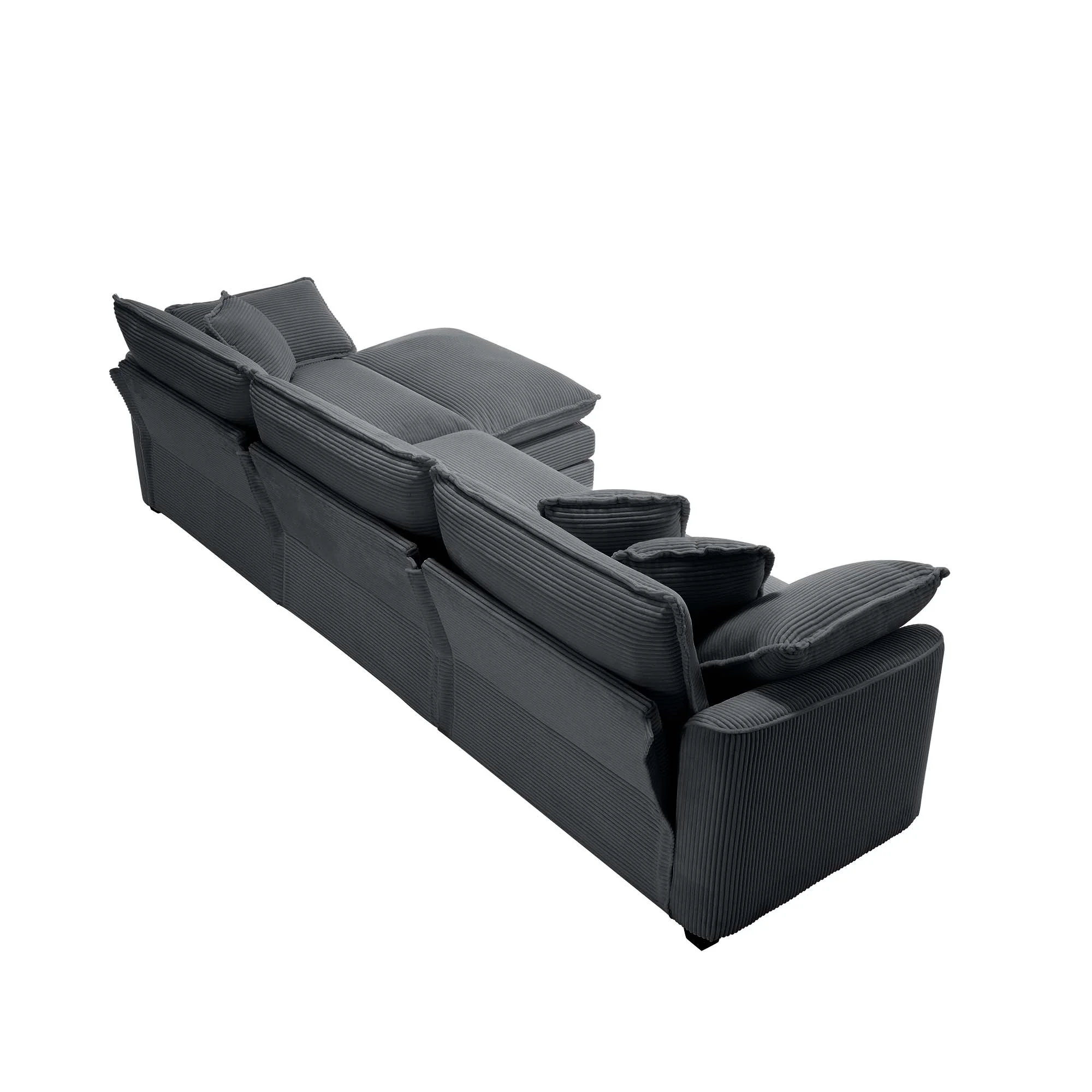 Walker Edison | Corduroy Cloud Plush Sectional Sofa with Ottoman