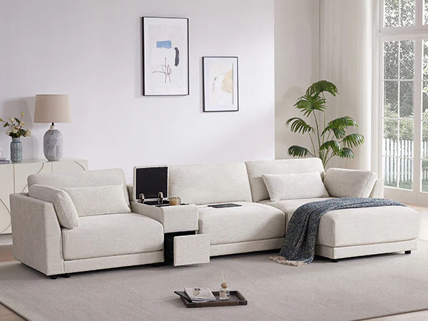 Walker Edison | Chenille Sectional Sofa with Storage Console