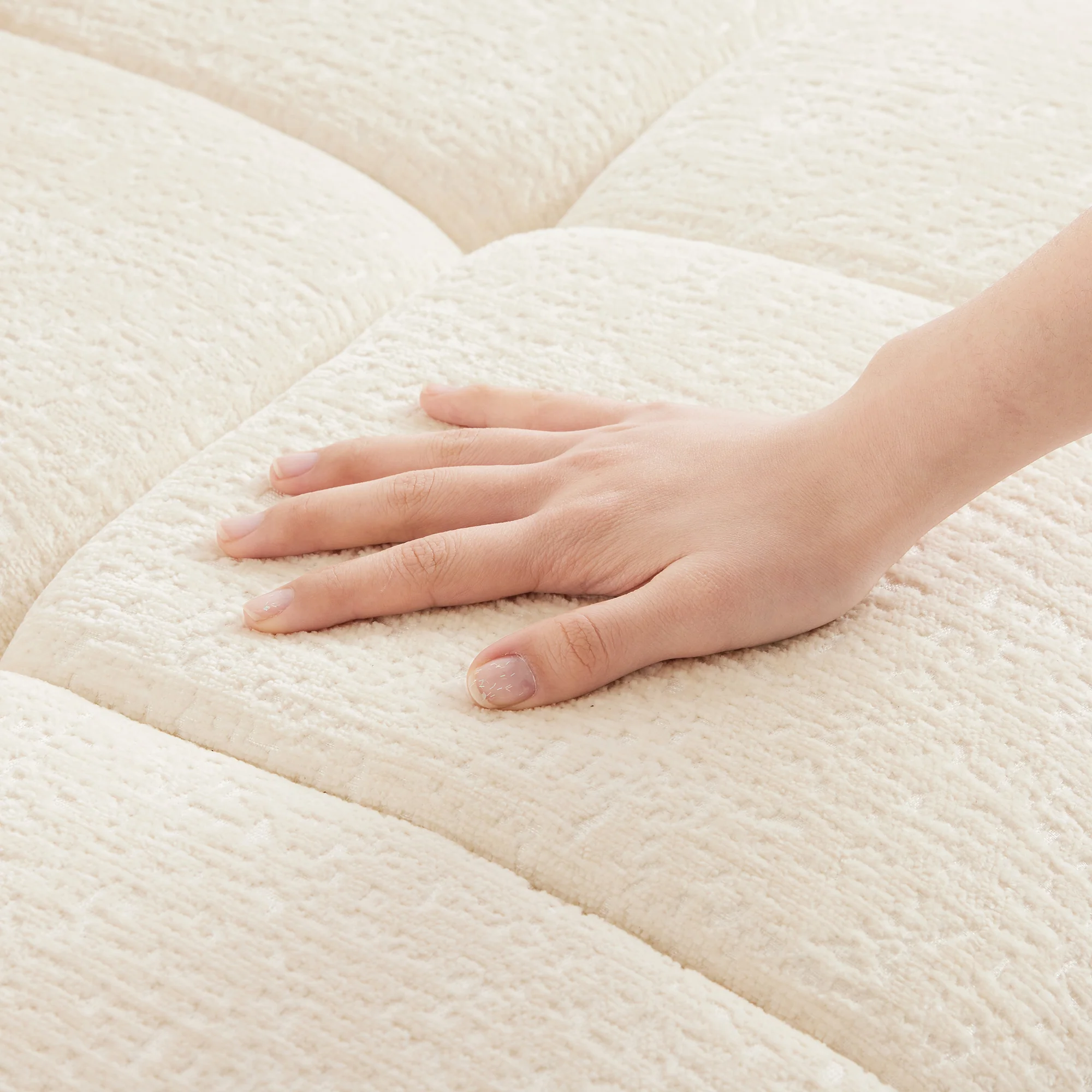 Walker Edison | Chenille Tufted 3 Seater Sofa Set With Ottoman And Throw Pillows