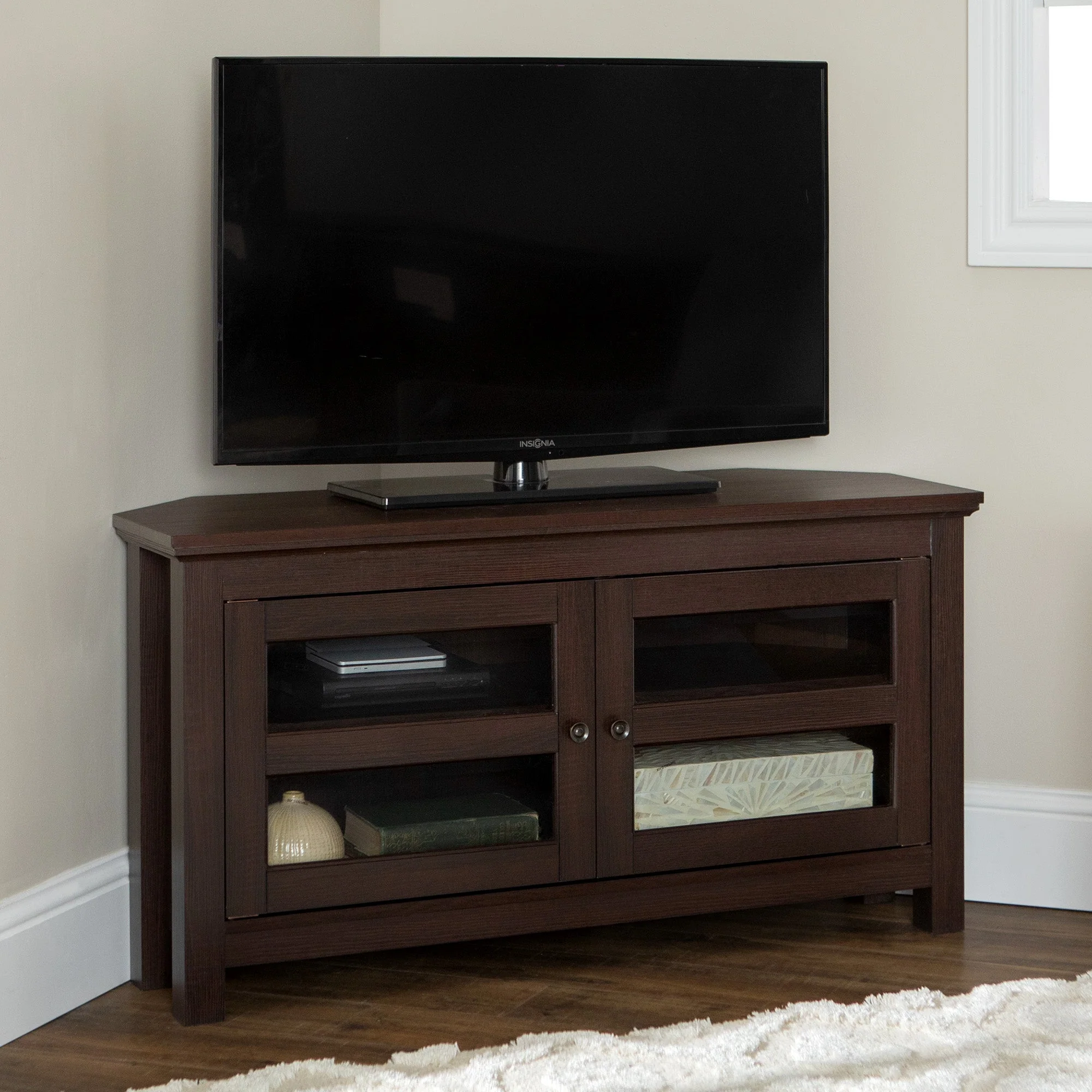 Farmhouse Cordoba 44 Transitional Modern Wood Corner TV Stand