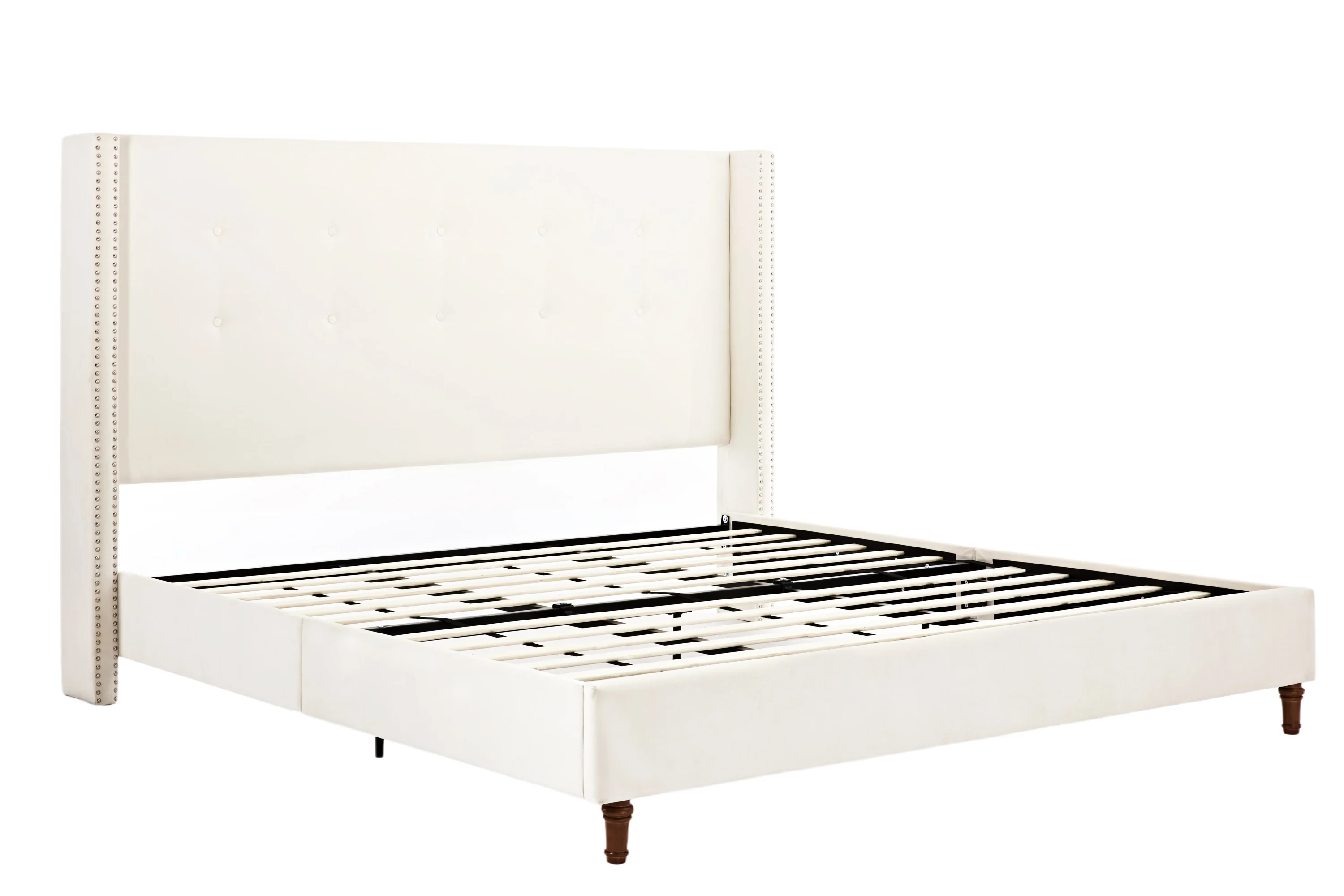 Walker Edison | Traditional Peyton Upholstered 54 High Headboard King Bed