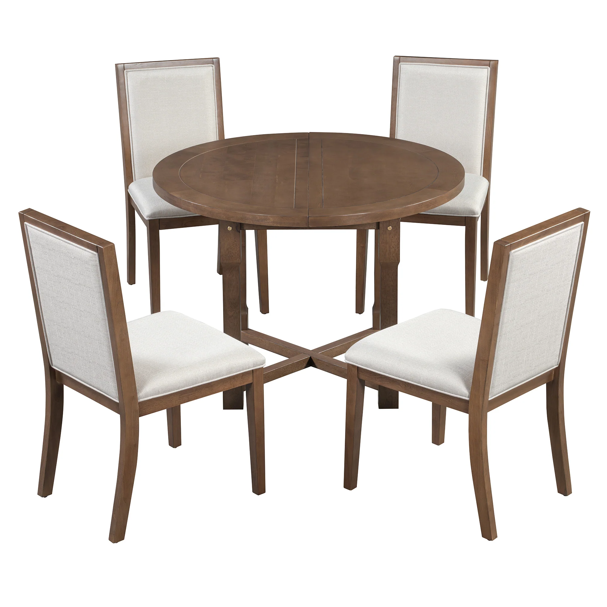 Walker Edison | Farmhouse Kitchen 5-Piece Extendable Dining Table Set for 4 with Upholstered Chair