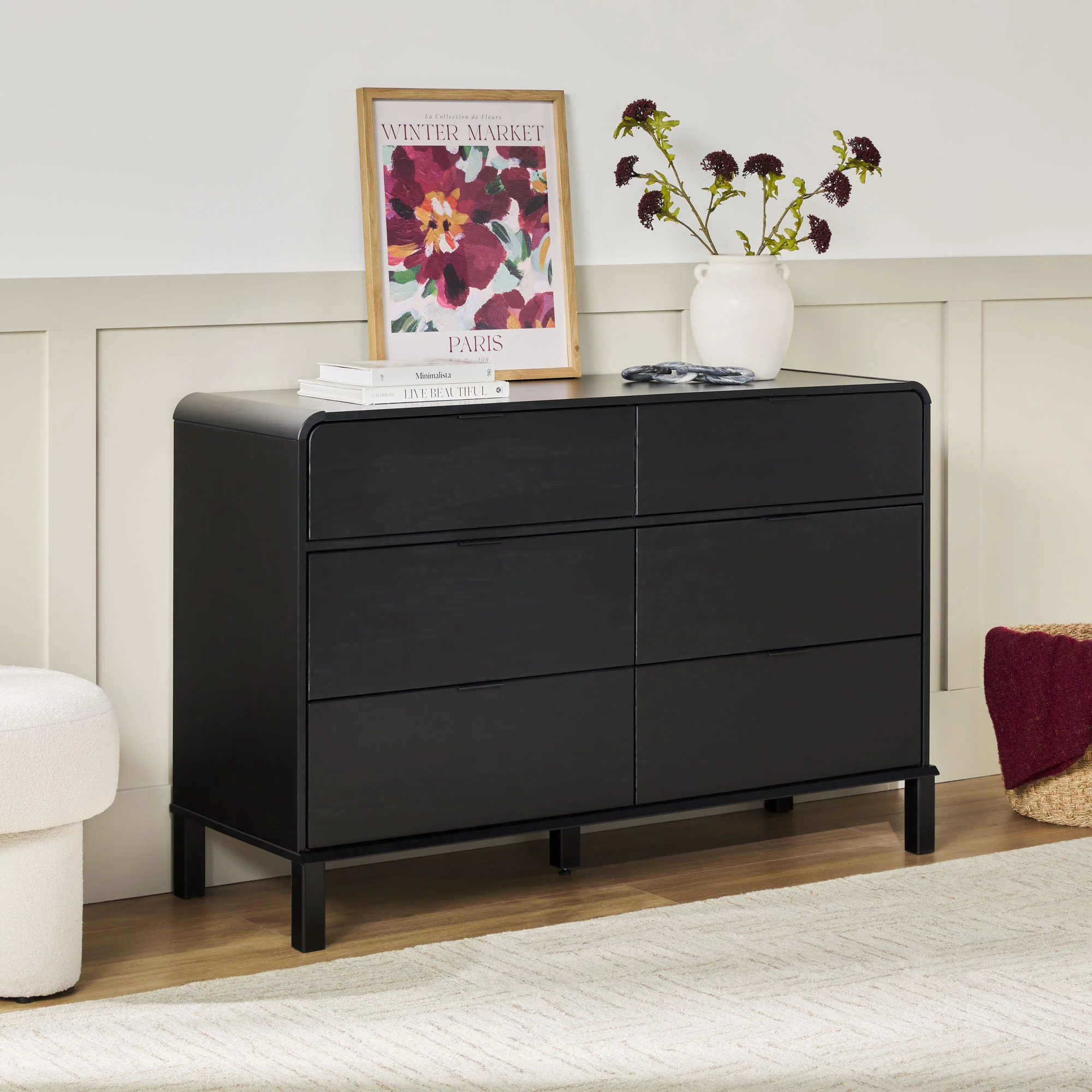 Elias 6-Drawer Contemporary Dresser with Curved Top