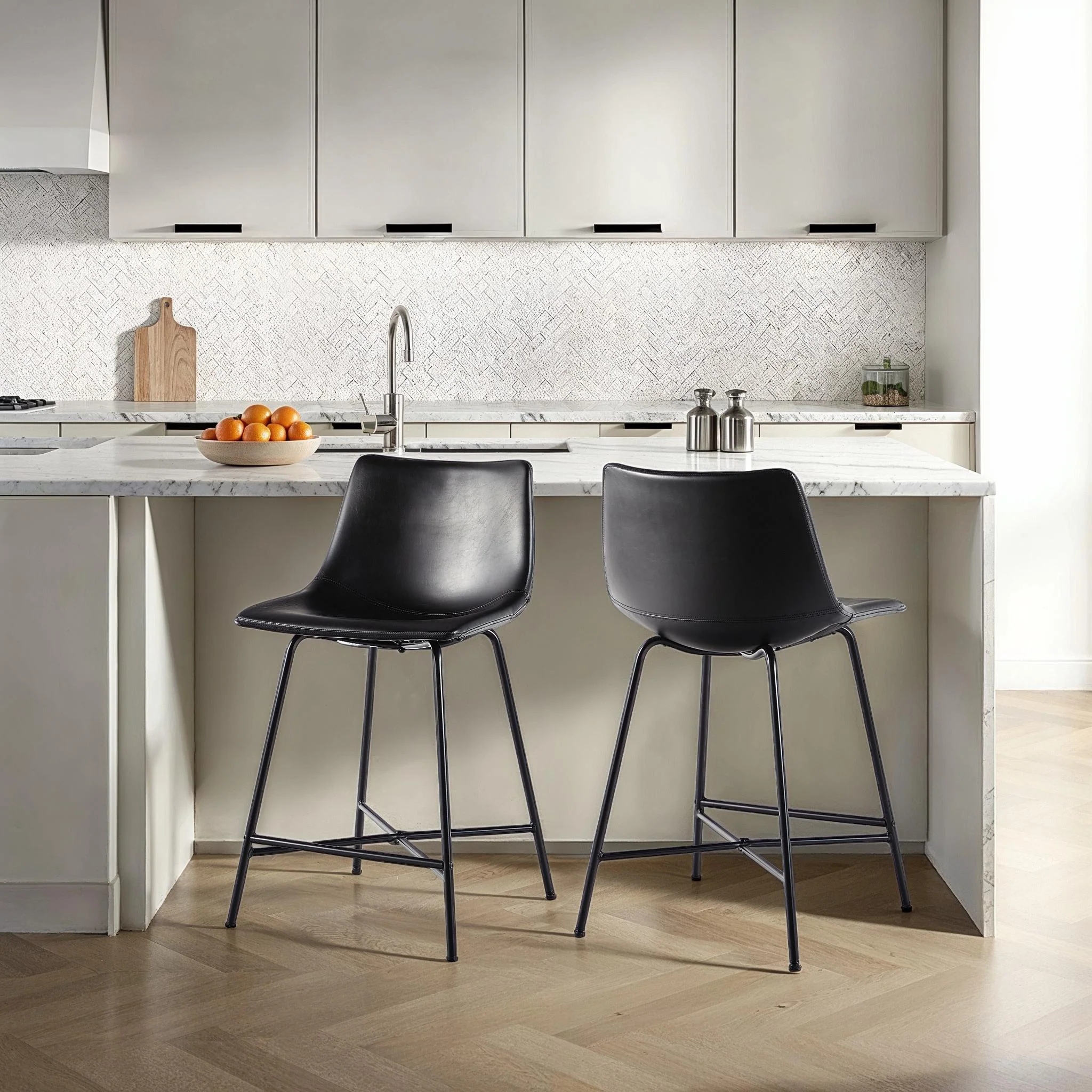 Xuma Urban Industrial Faux Leather Seating Collection (Dining Chair or Counter Stool), Set of 2