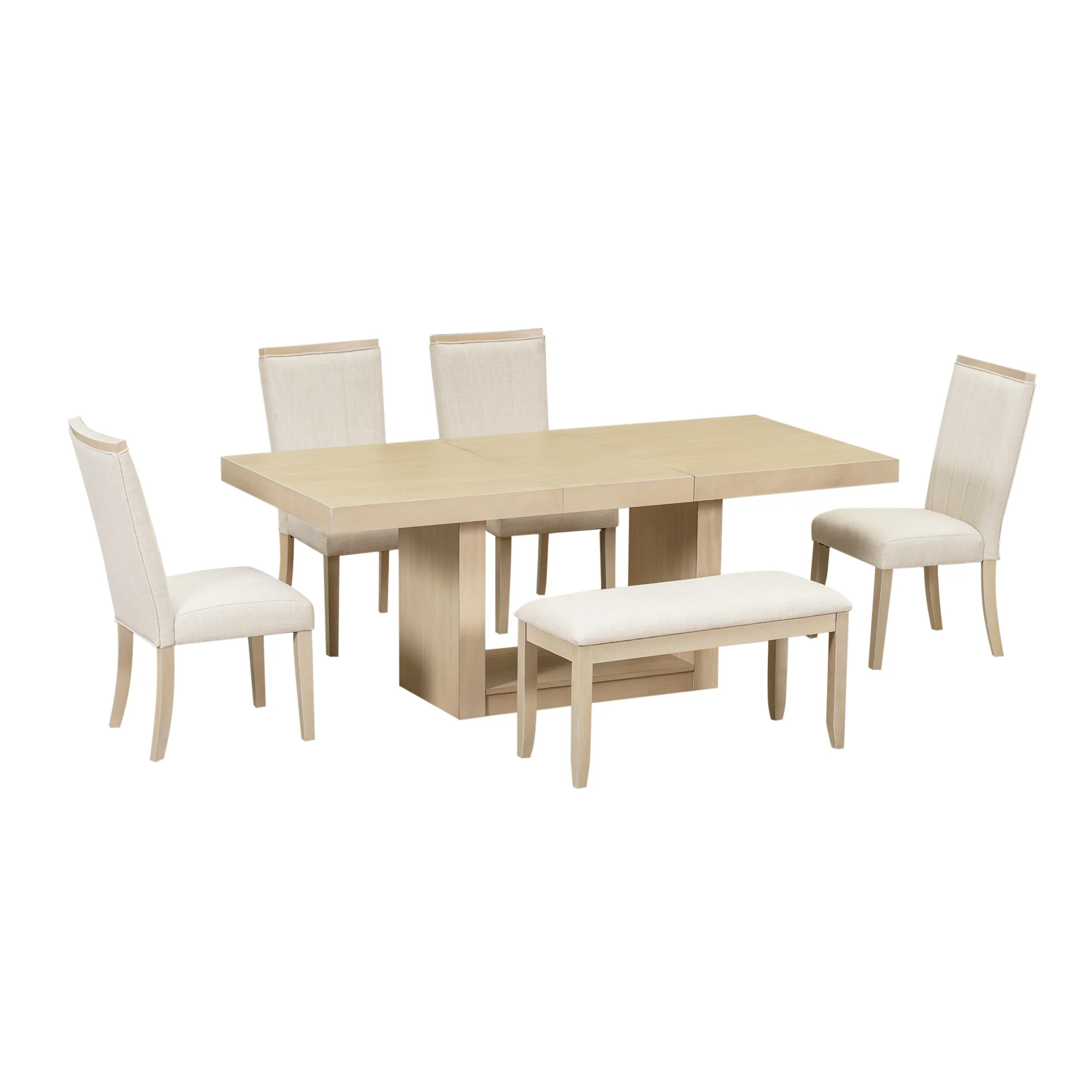 Walker Edison | Contemporary 6-Piece 78 Extendable Dining Table Full Set