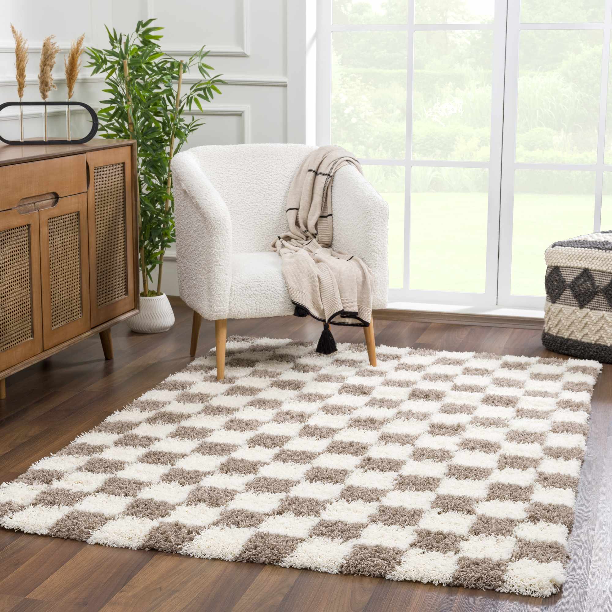 Boutique Rugs - Atira Brown Checkered Area Rug