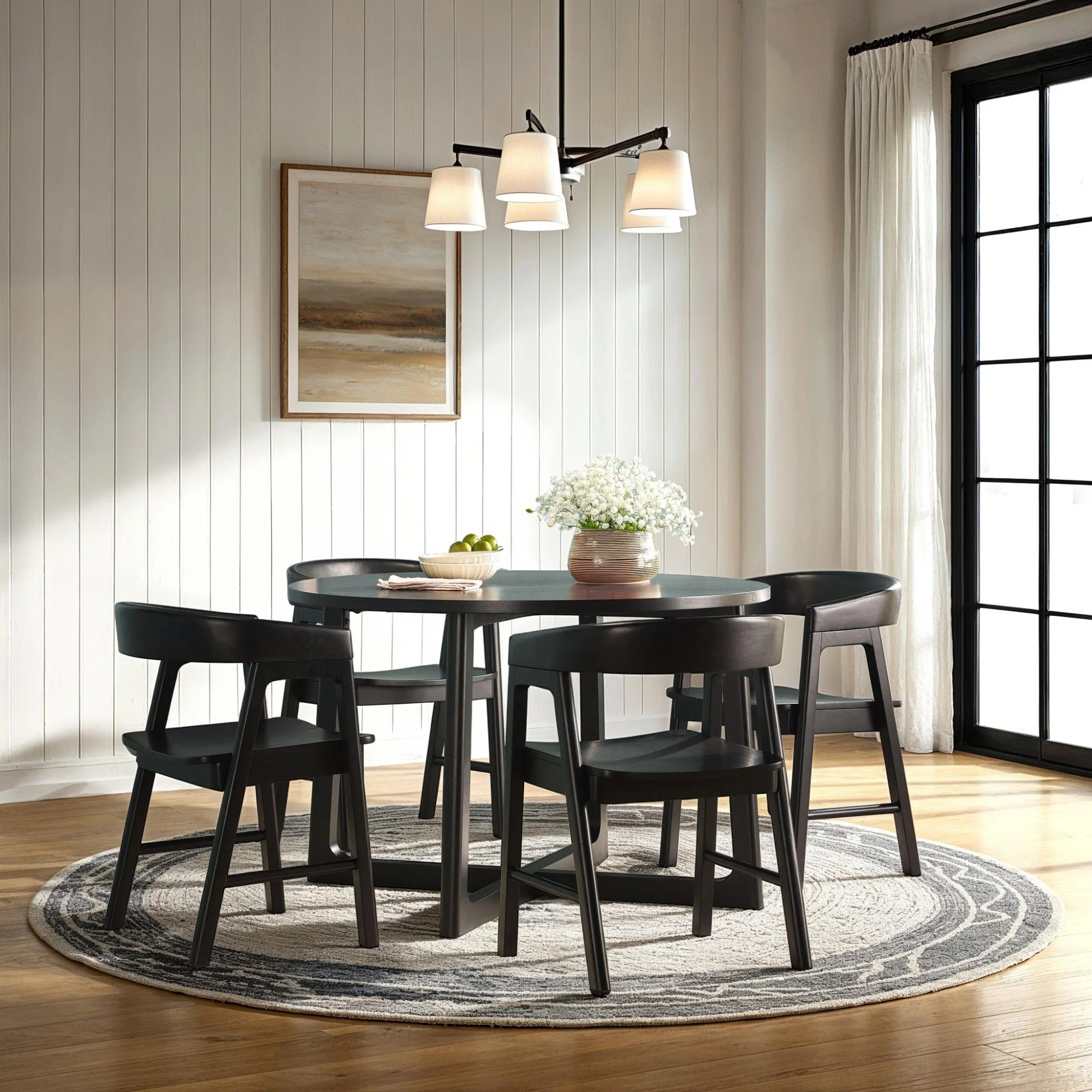 Ezra Modern Solid Wood Round Dining Table for 4
