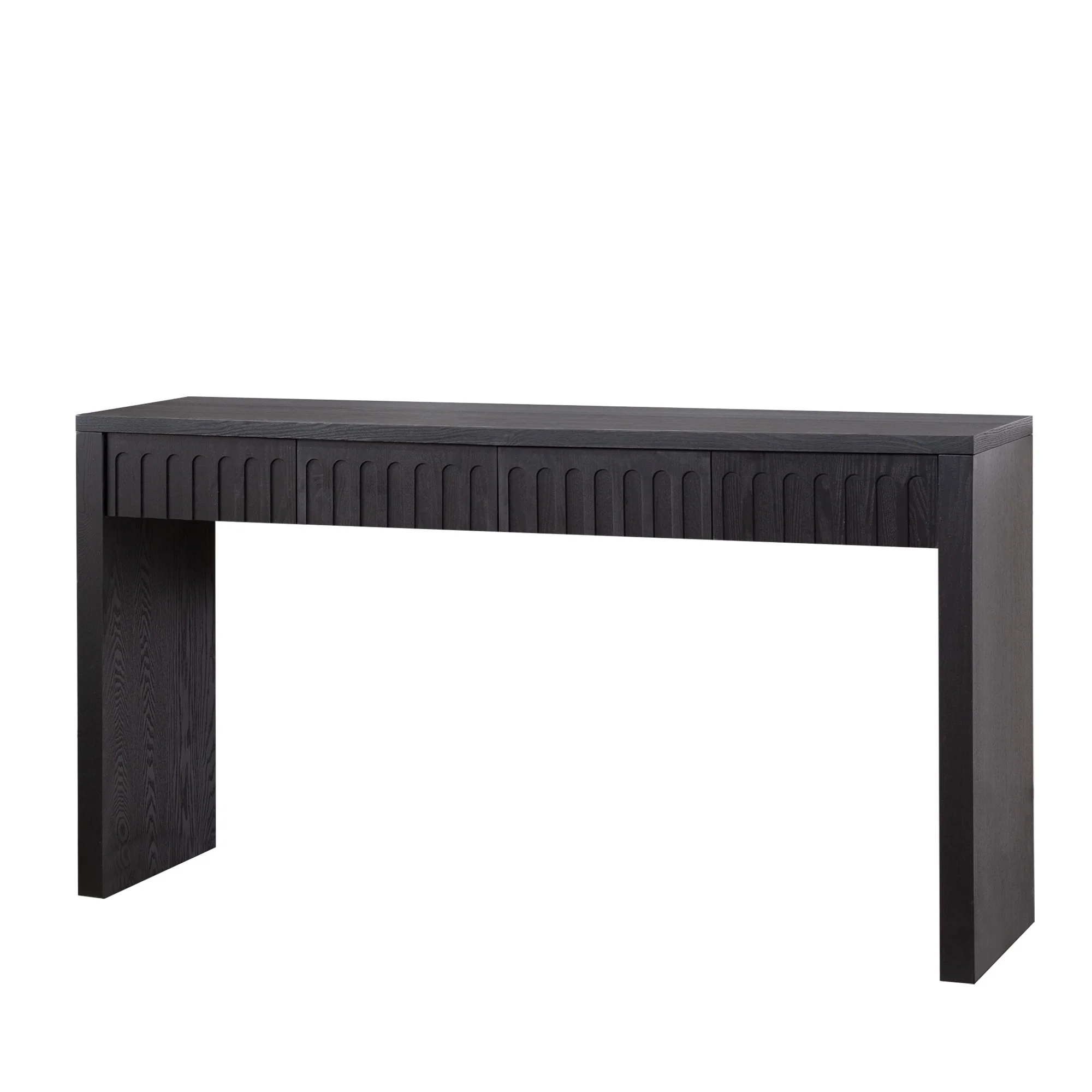 Walker Edison | 59in Modern Black Console Entry Table with Storage