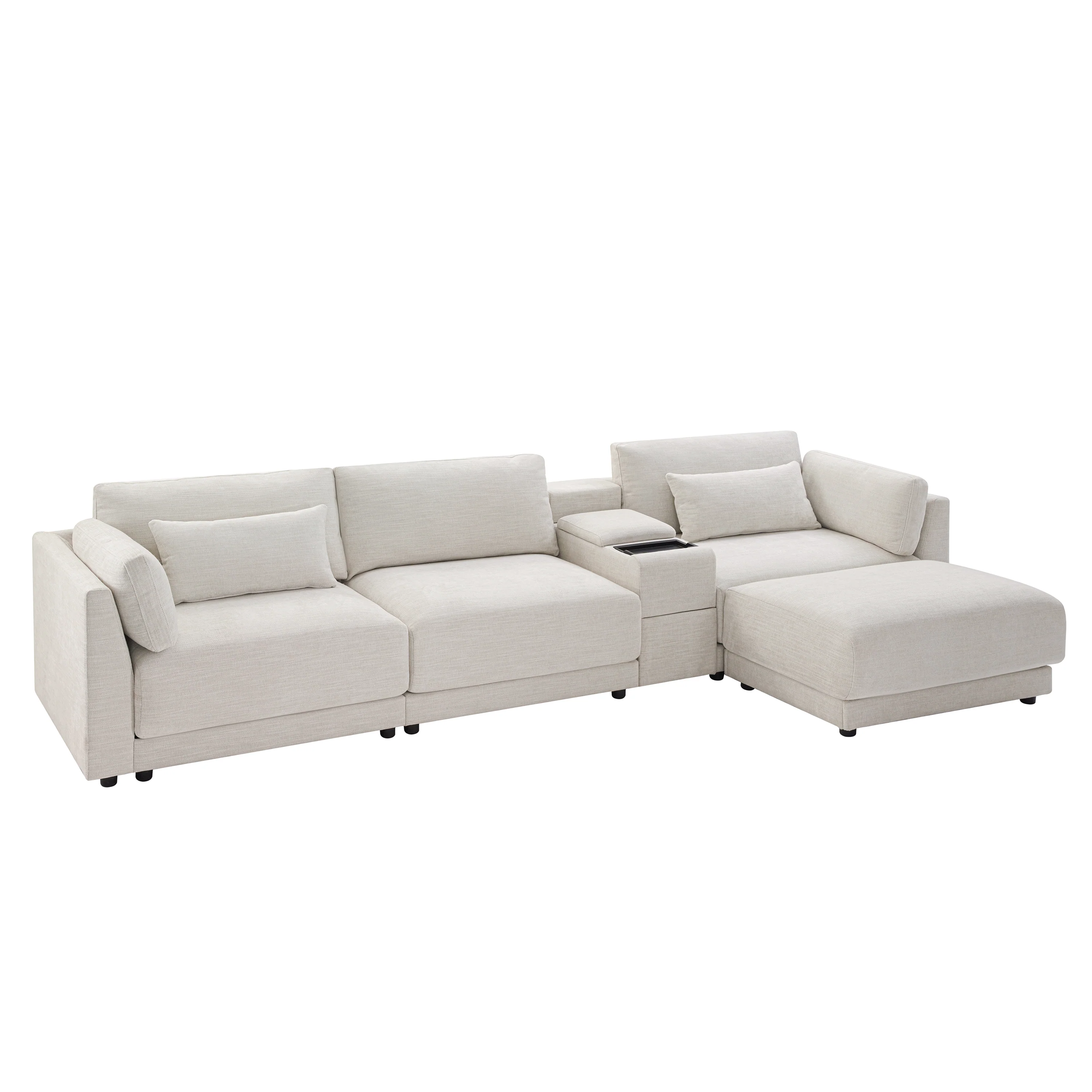 Walker Edison | Chenille Sectional Sofa with Storage Console