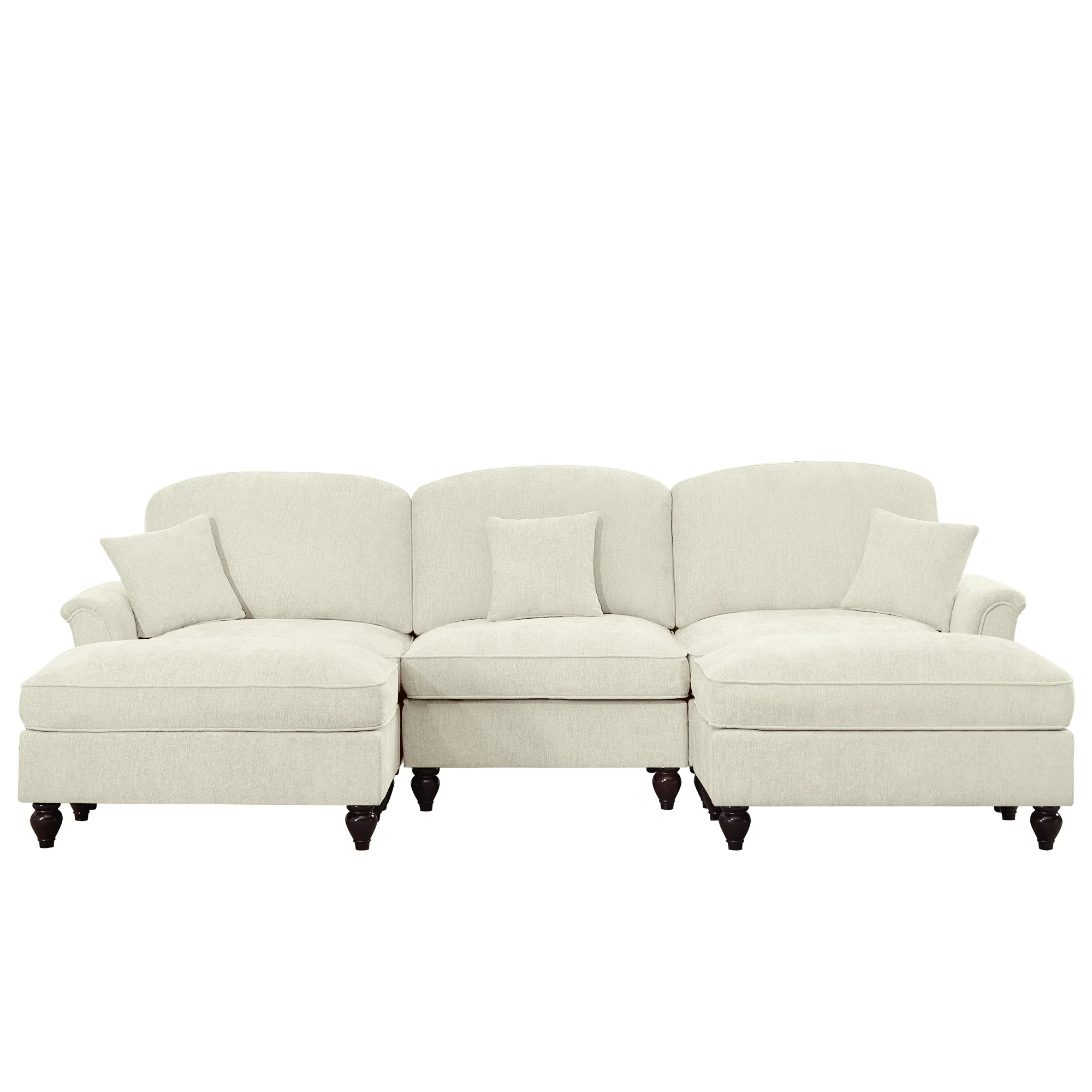 Walker Edison | 2 in 1 Classic Traditional Style Sectional Sofa with Removable Ruffles Pleats Skirts