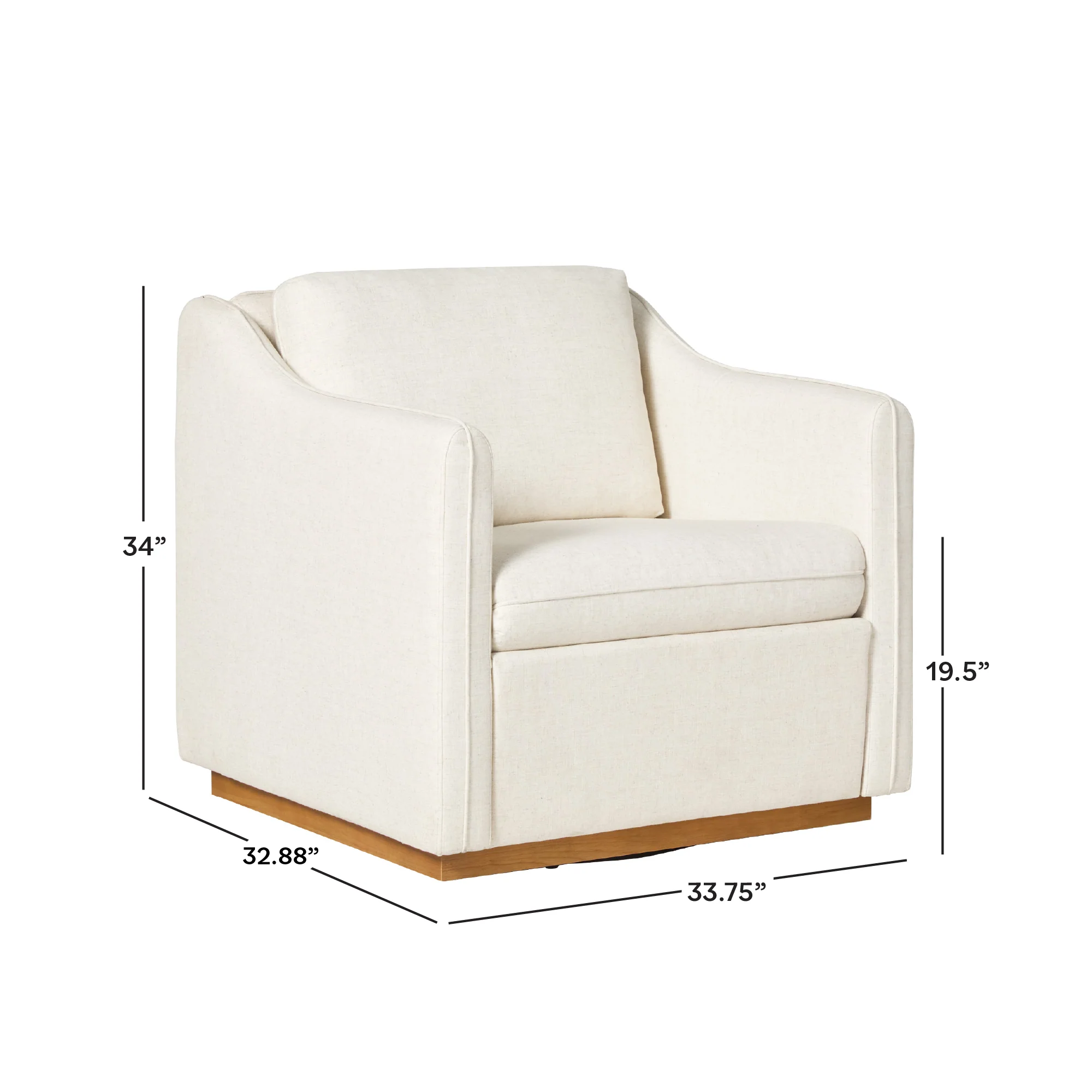 Nash Modern Farmhouse Easy Assembly Linen Swivel Accent Chair