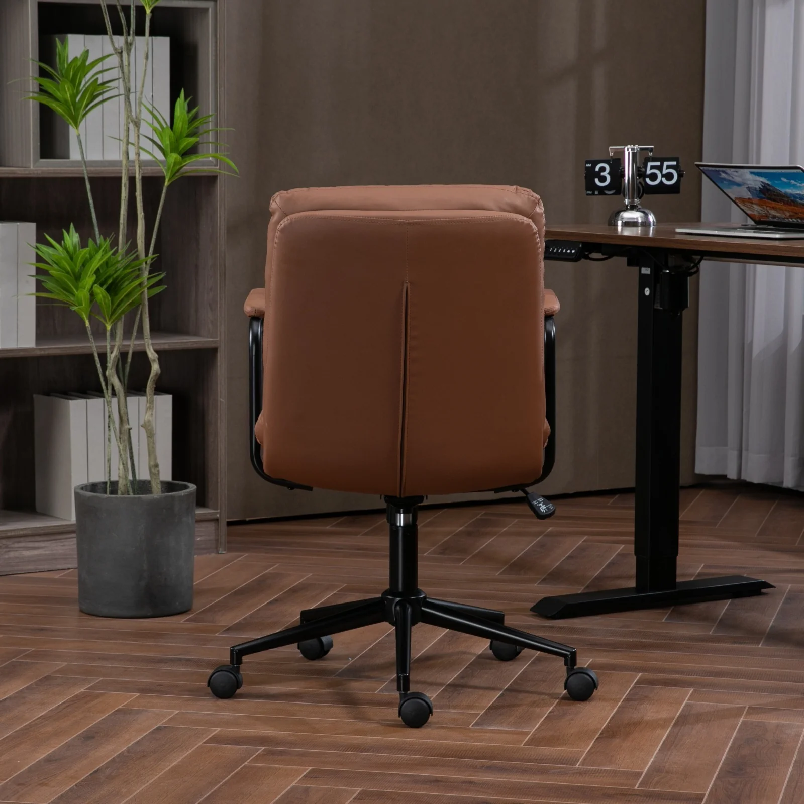 Walker Edison | Brown Ergonomic Faux Leather Desk Rolling Swivel Chair