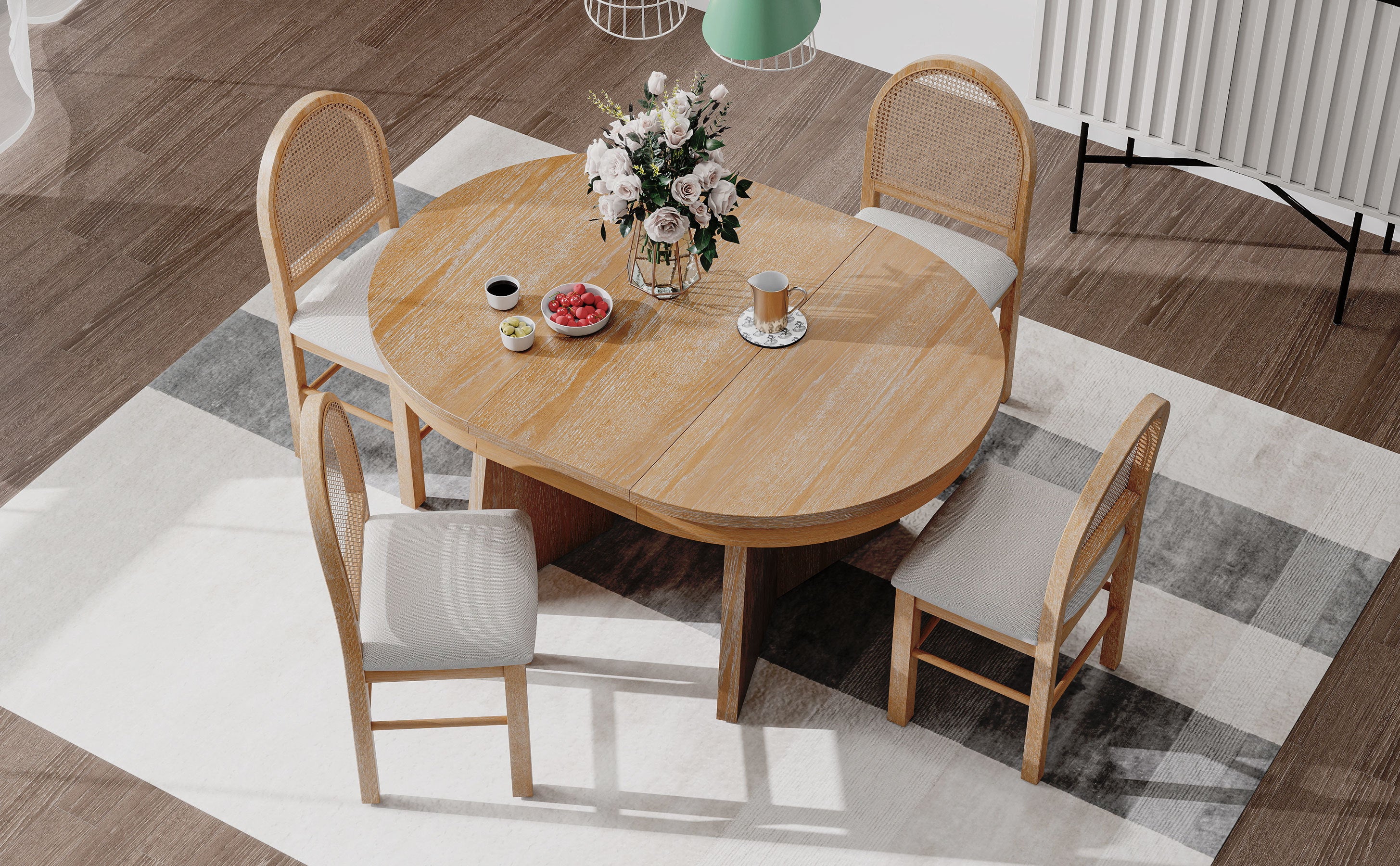 Walker Edison | Extendable 5-Piece Round Dining Table Set for 4
