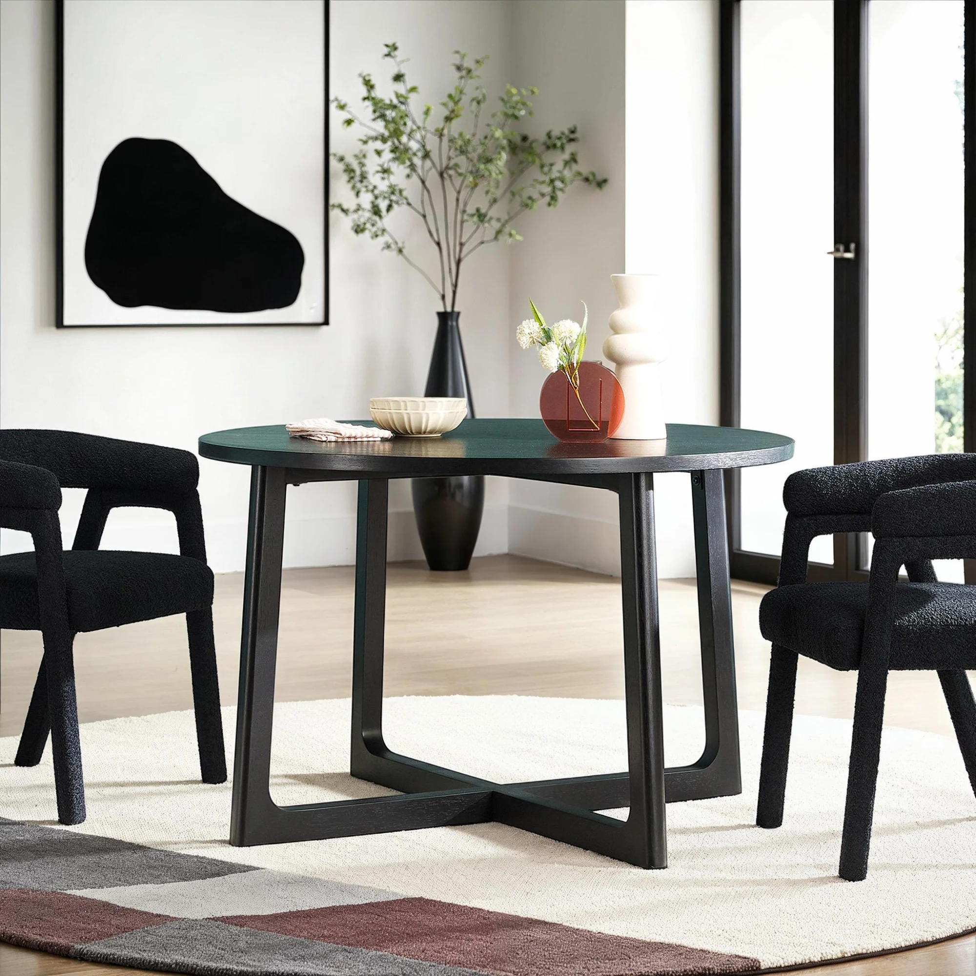 Ezra Modern Solid Wood Round Dining Table for 4
