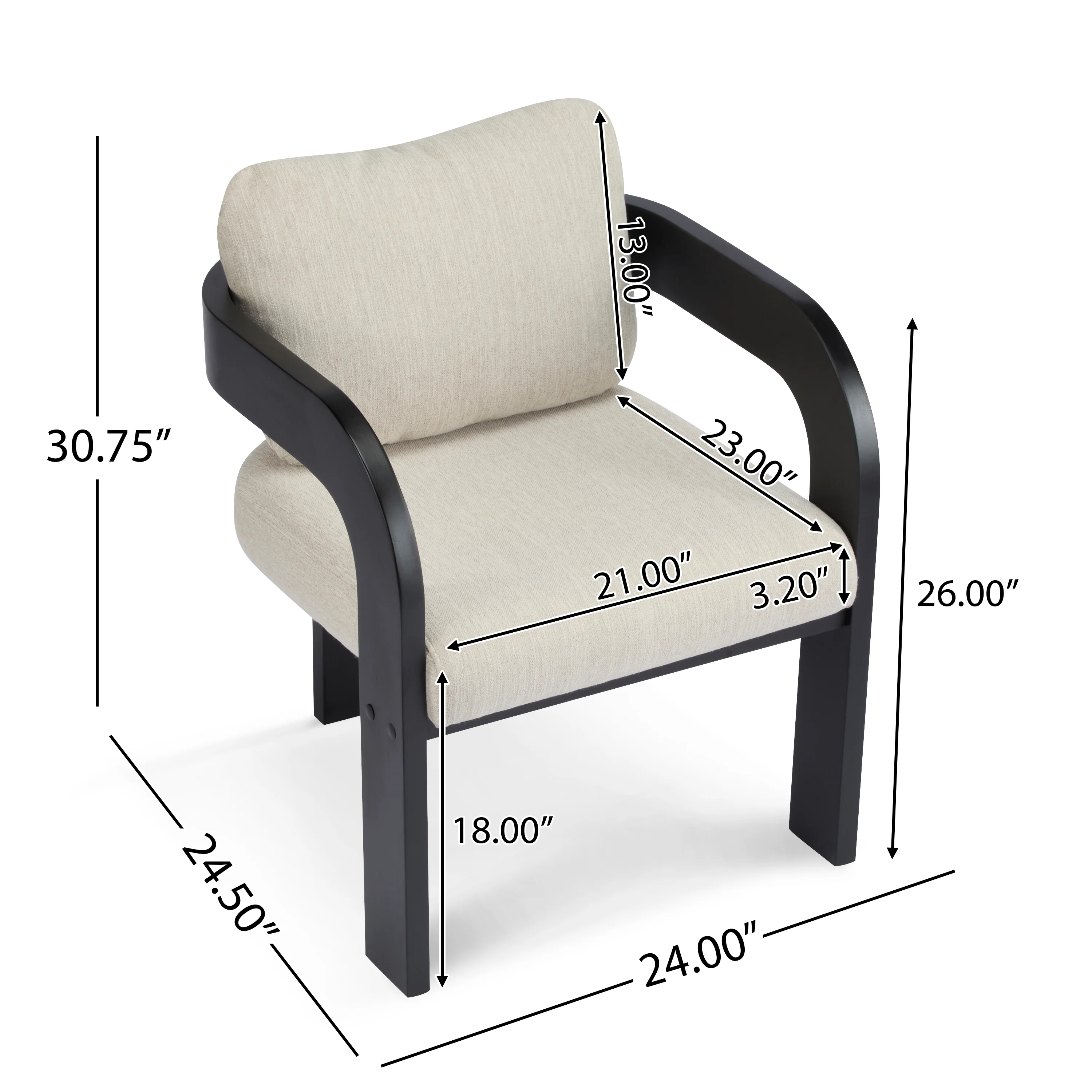 Black 2 Pack Dining Chairs with Pillow Back and Solid Wood Frame