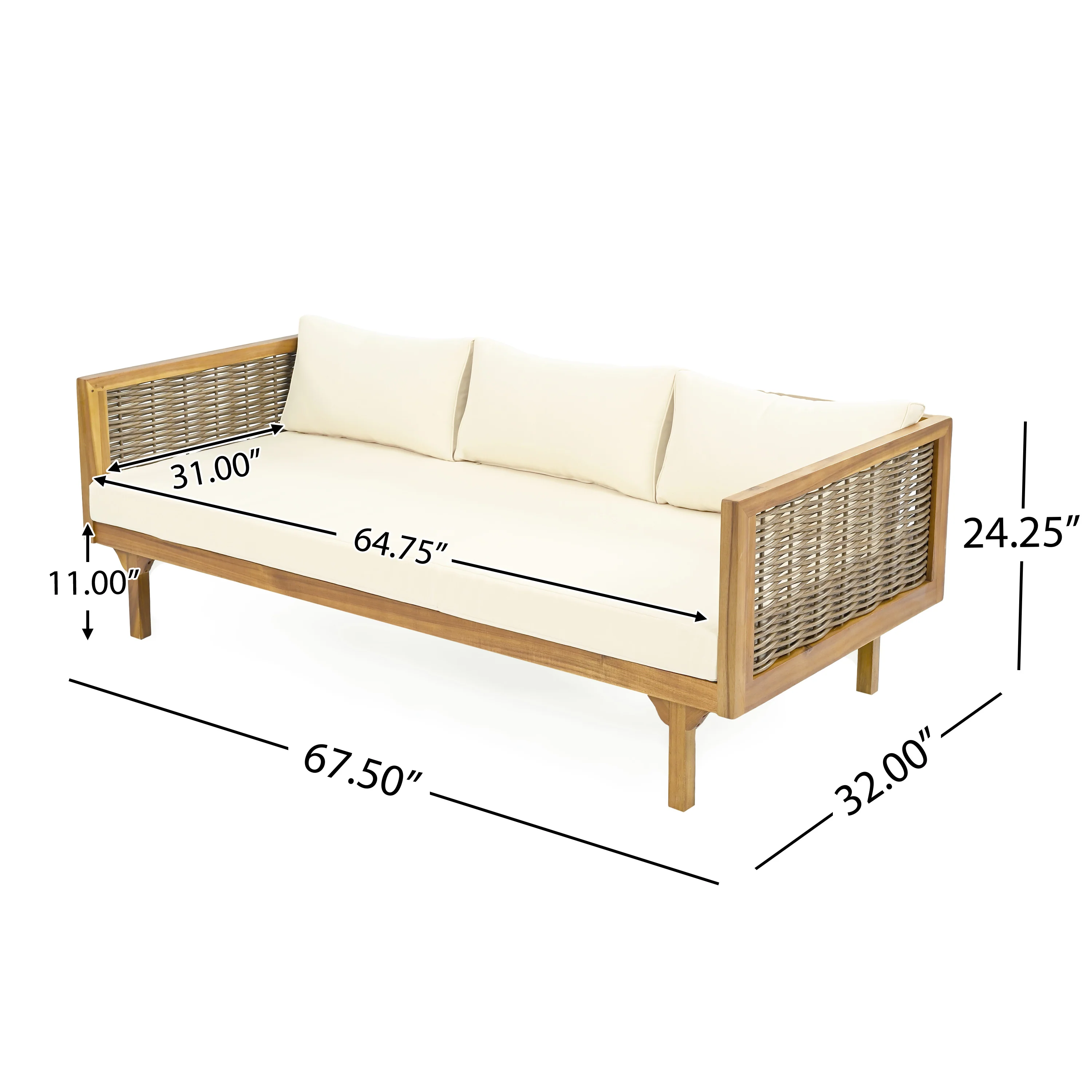 Walker Edison | Outdoor Teak Wood Daybed Sofa