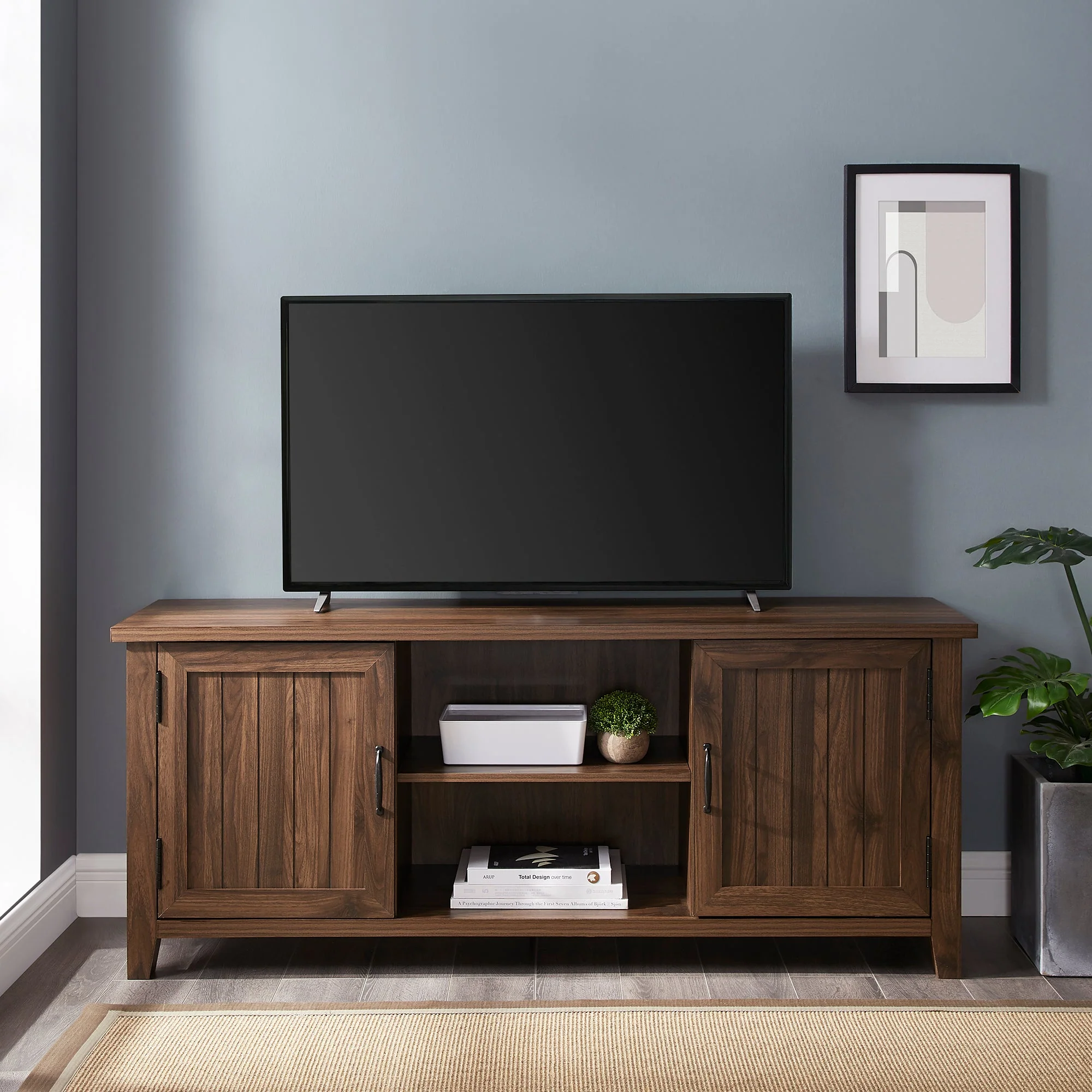 Farmhouse 58 Modern Grooved 2 Door TV Stand