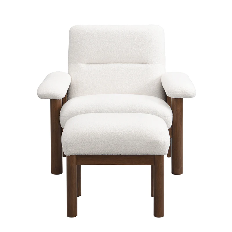 Walker Edison | Mid Century Modern Accent Chair with Ottoman