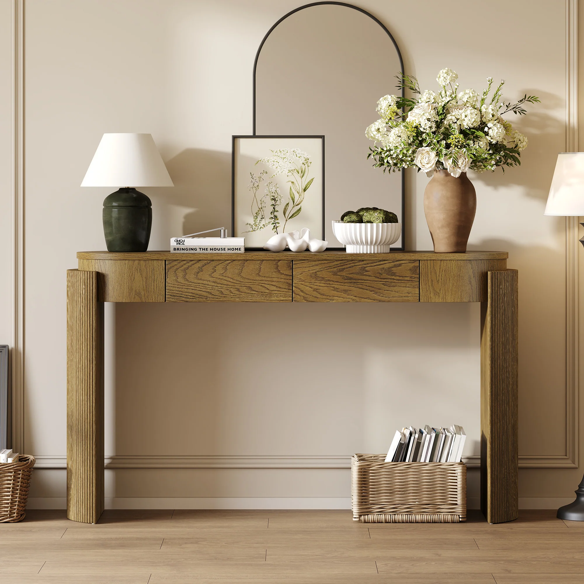Walker Edison | Fluted Design Entryway Console Table and 2 Drawers