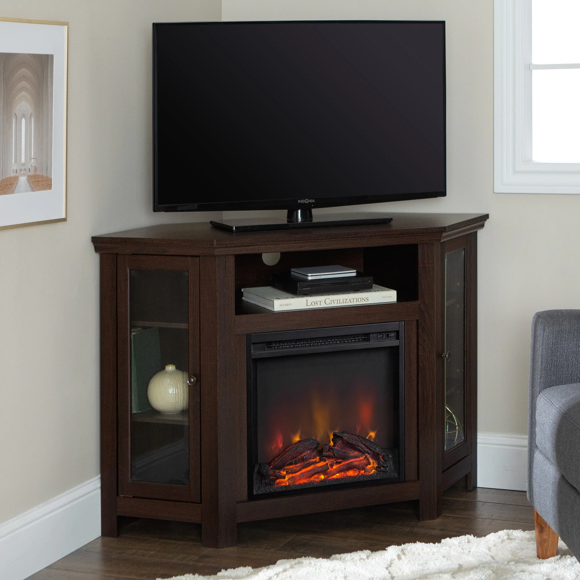 Barn 48 Wood Corner Fireplace TV Stand