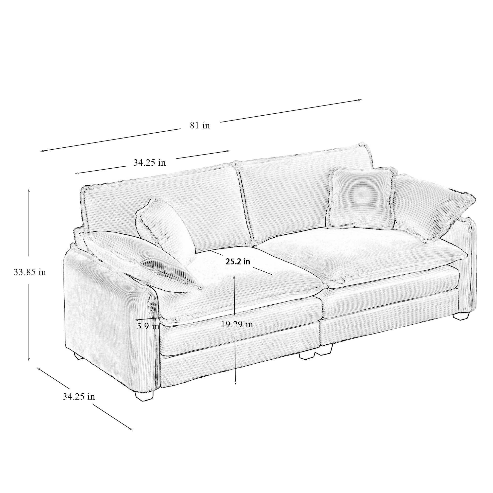 Walker Edison | Corduroy Cloud Loveseat Sofa Set