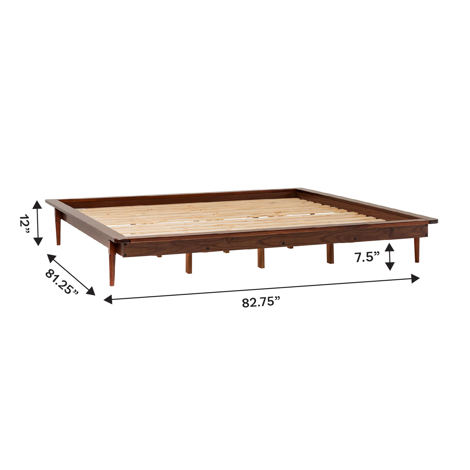 Walker Edison Spindle King Mid-Century Solid Wood Platform Bed