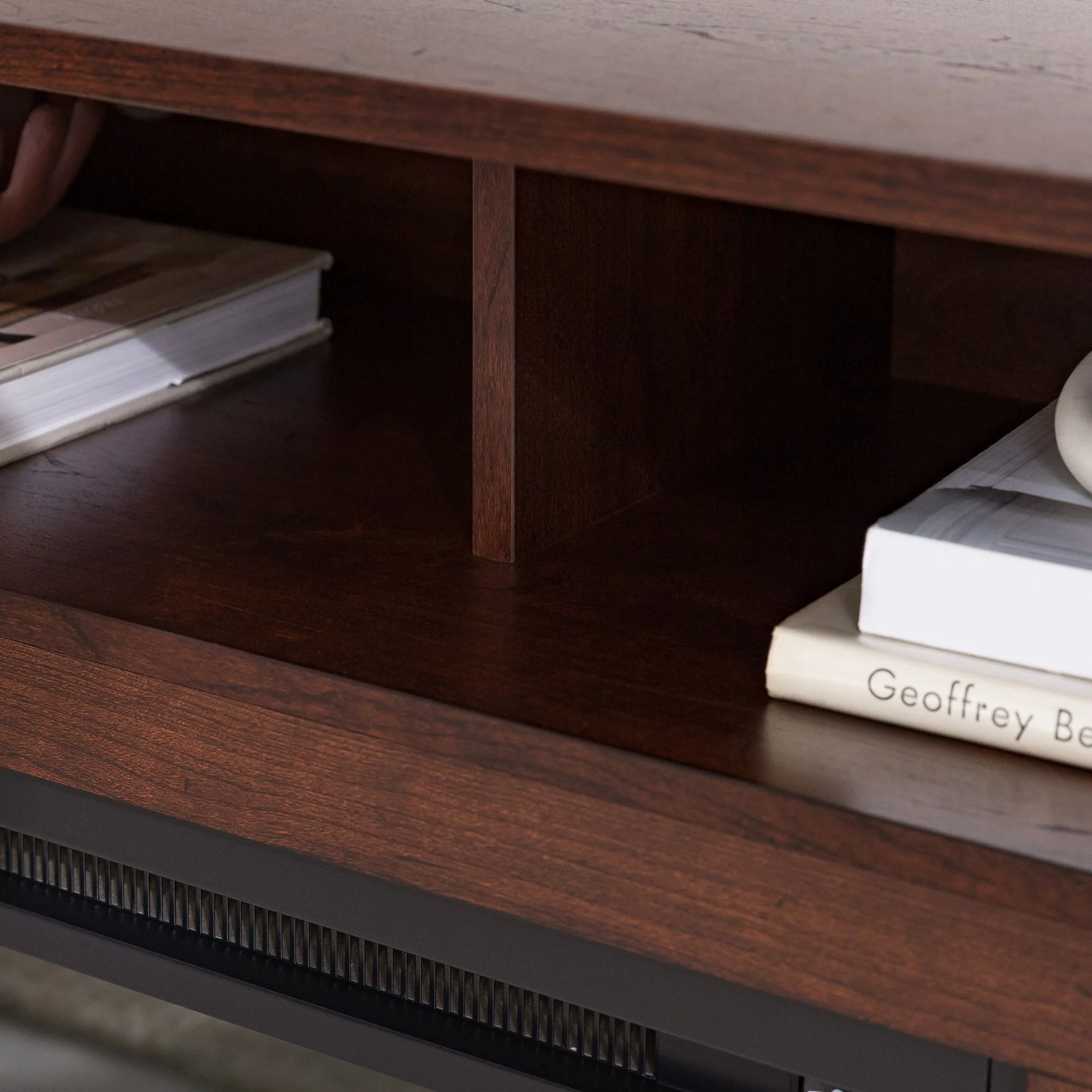 Wasatch 58 Transitional Fireplace Glass Wood TV Stand