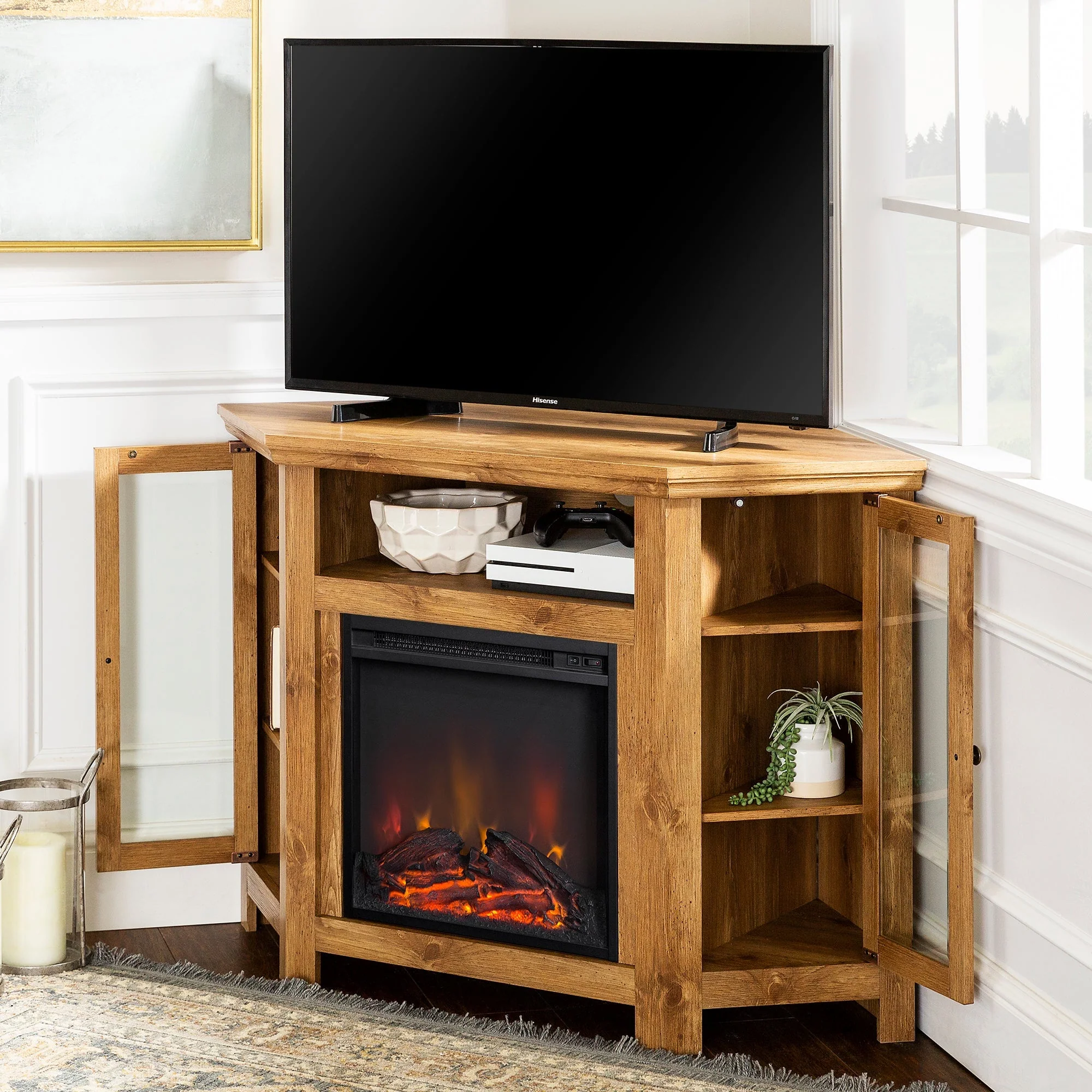 Barn 48 Wood Corner Fireplace TV Stand