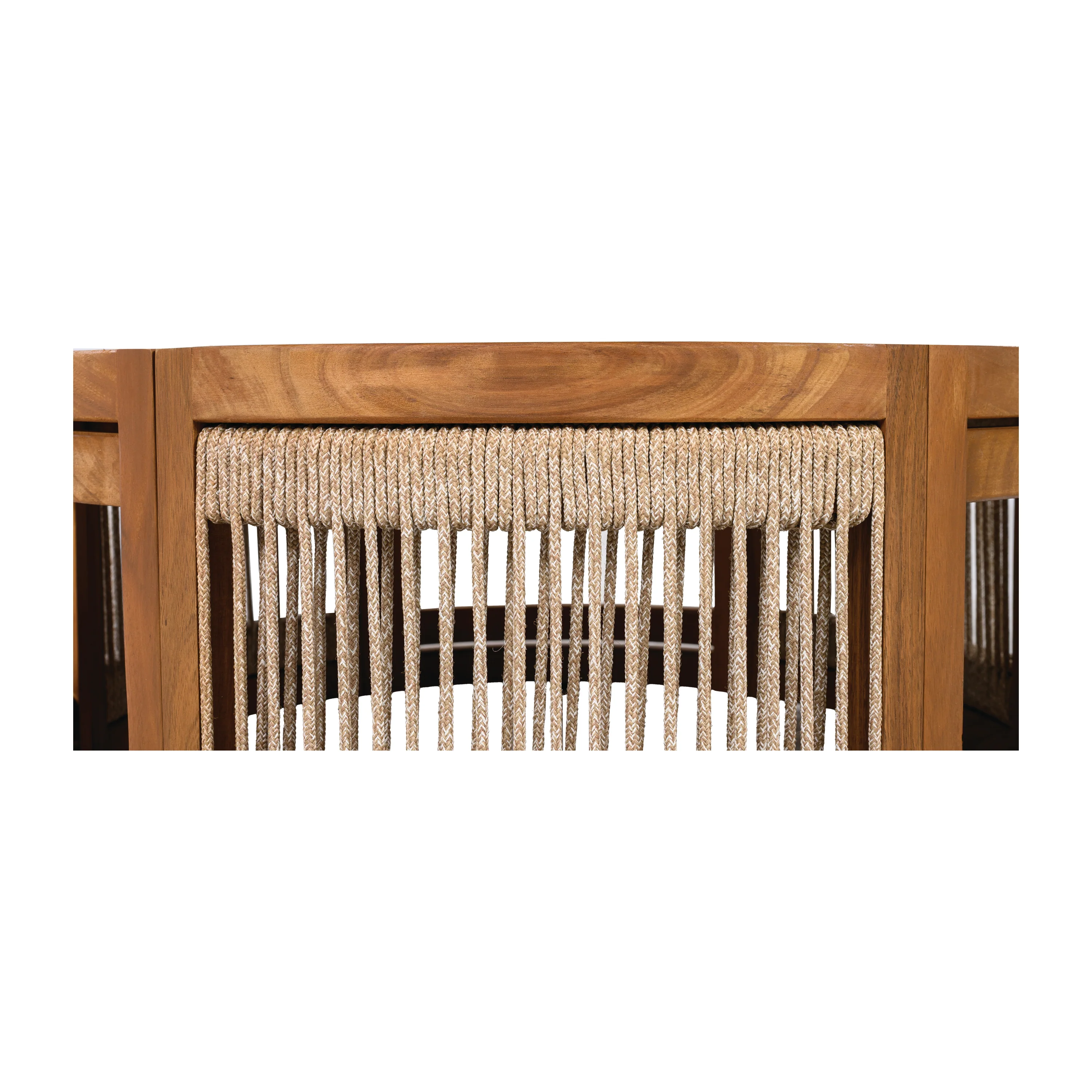 Walker Edison | Handwoven Rope Accent Boho Acacia Wood Outdoor Coffee Table