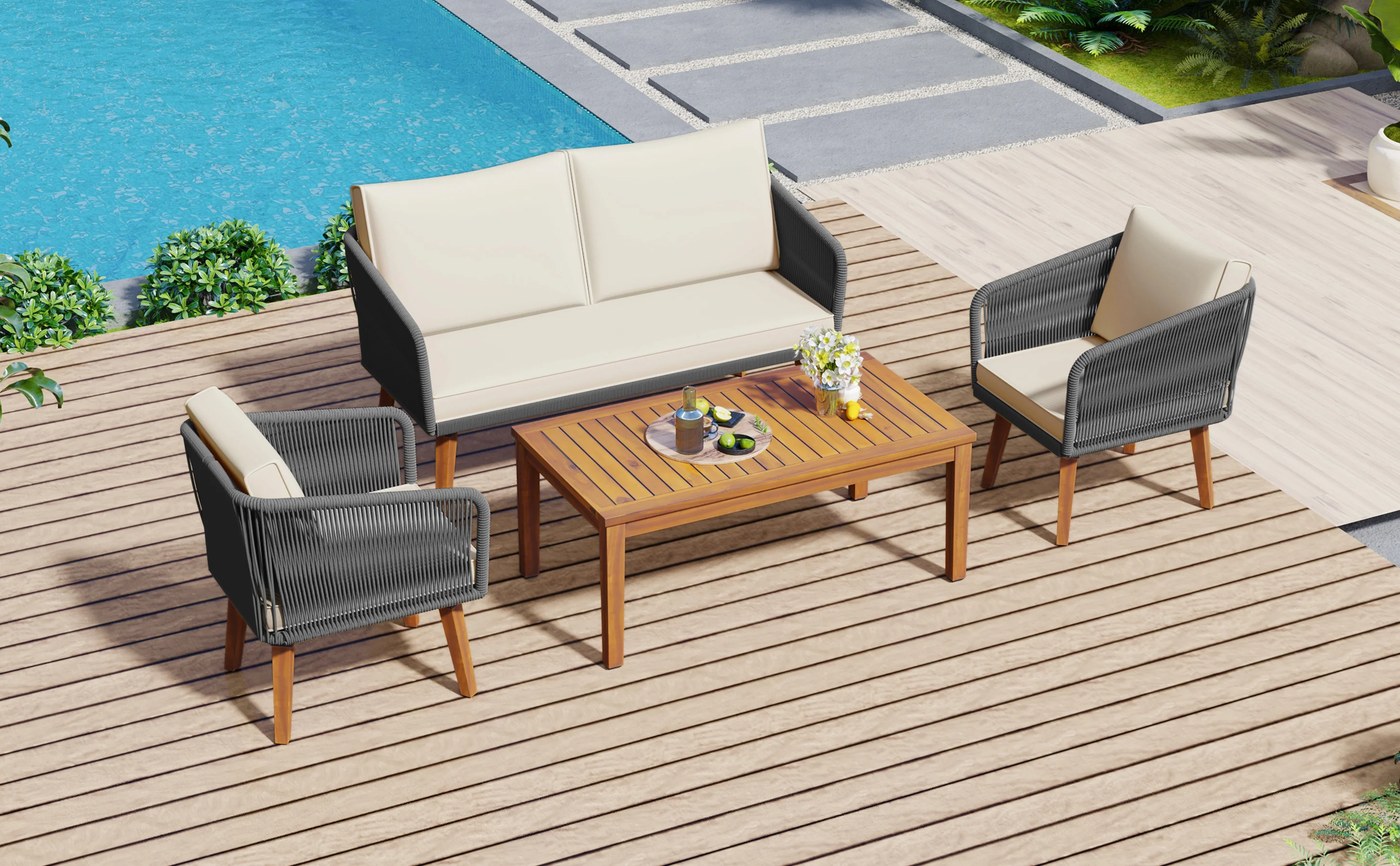 Walker Edison | Rope Patio Furniture Set