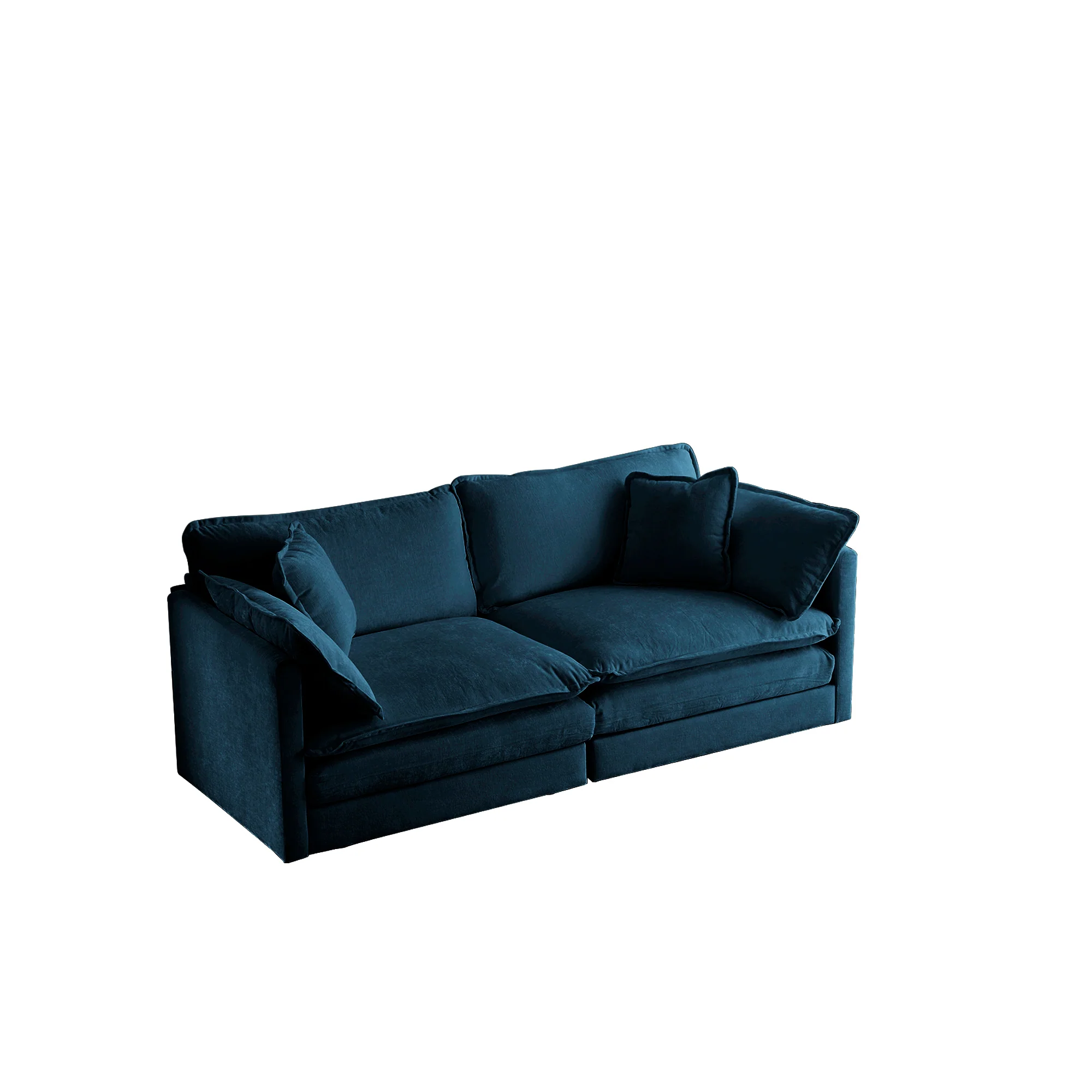Walker Edison | Modern Chenille Cloud Loveseat Sofa Blue
