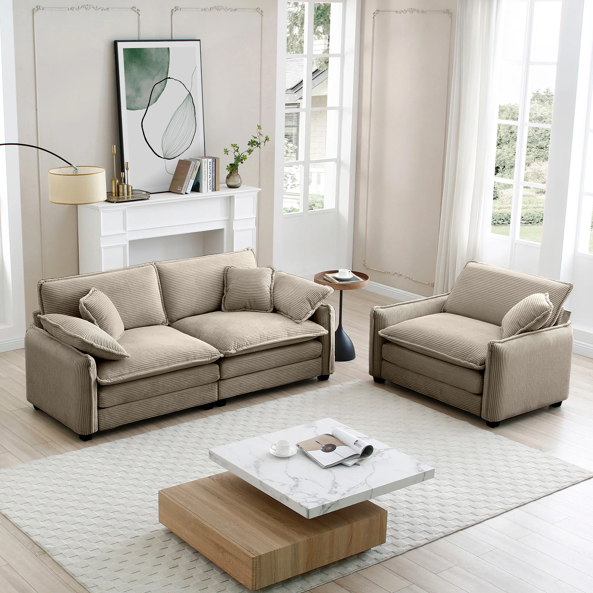 Walker Edison | Cloud Deep Seat Loveseat Sofa Set
