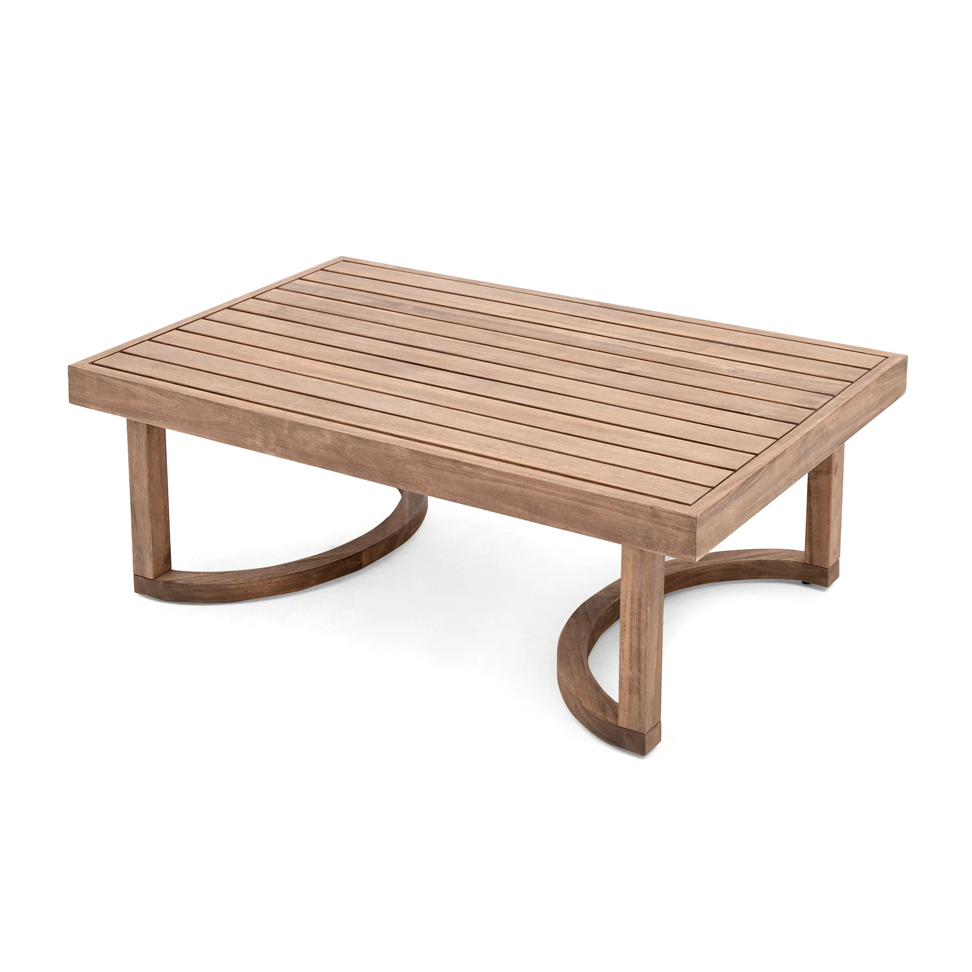 Walker Edison | Modern Outdoor Acacia Wood Patio Loveseat and Coffee Table