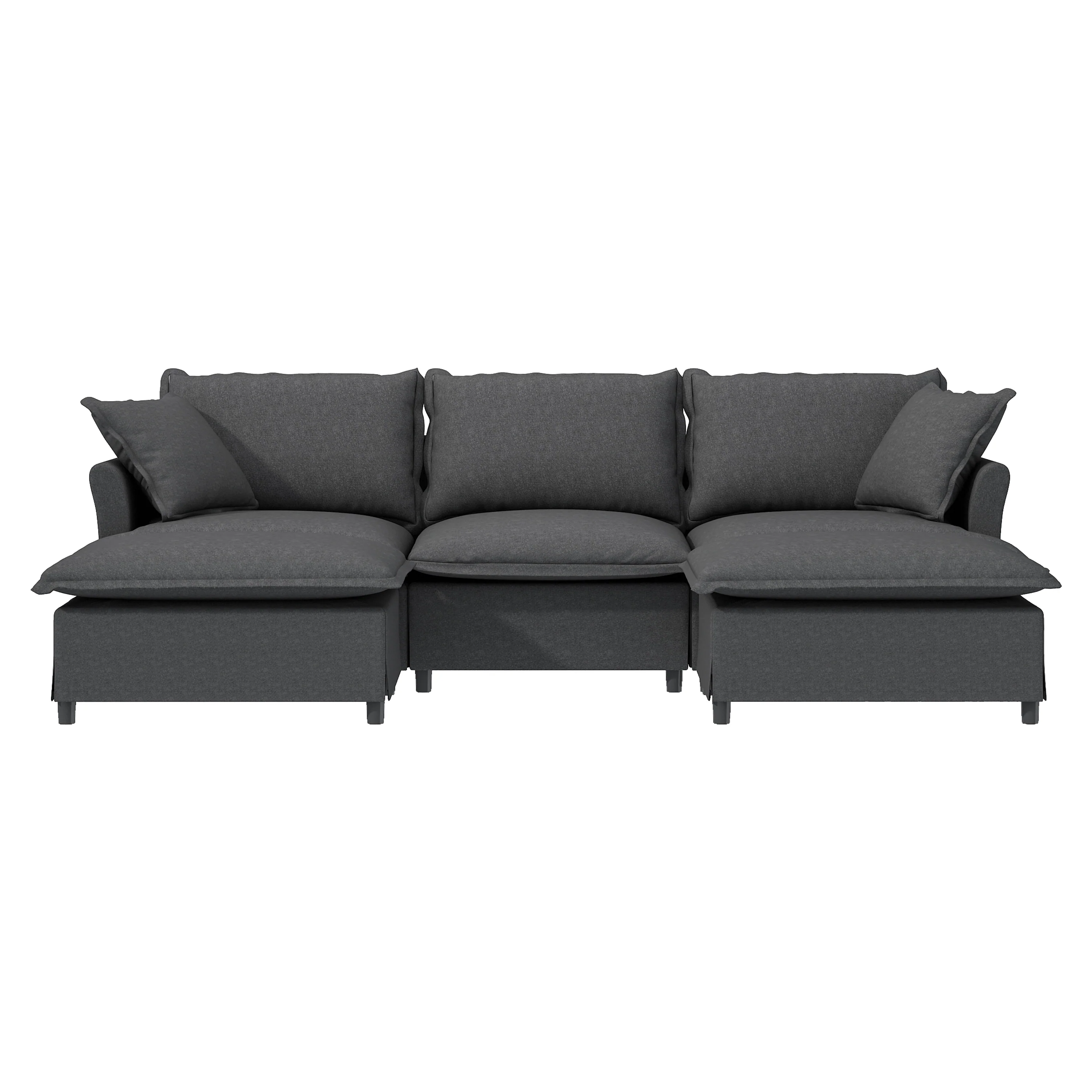 Walker Edison | Modern Cloud Sleeper Sectional Sofa with Ottoman