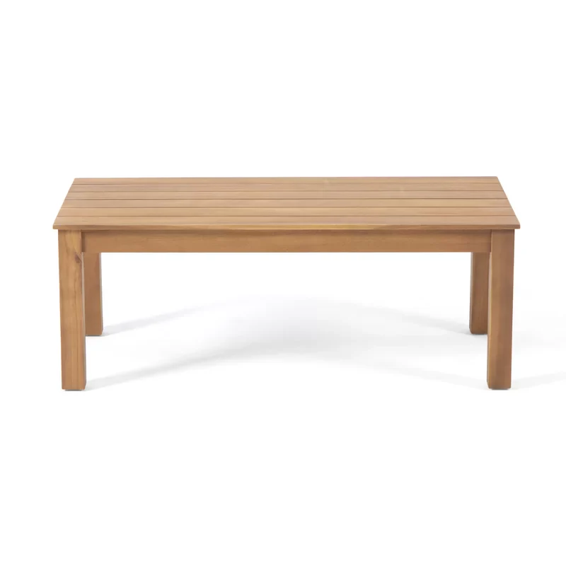 Walker Edison | Outdoor Acacia Wood 4-Seater Chat Set with Coffee Table