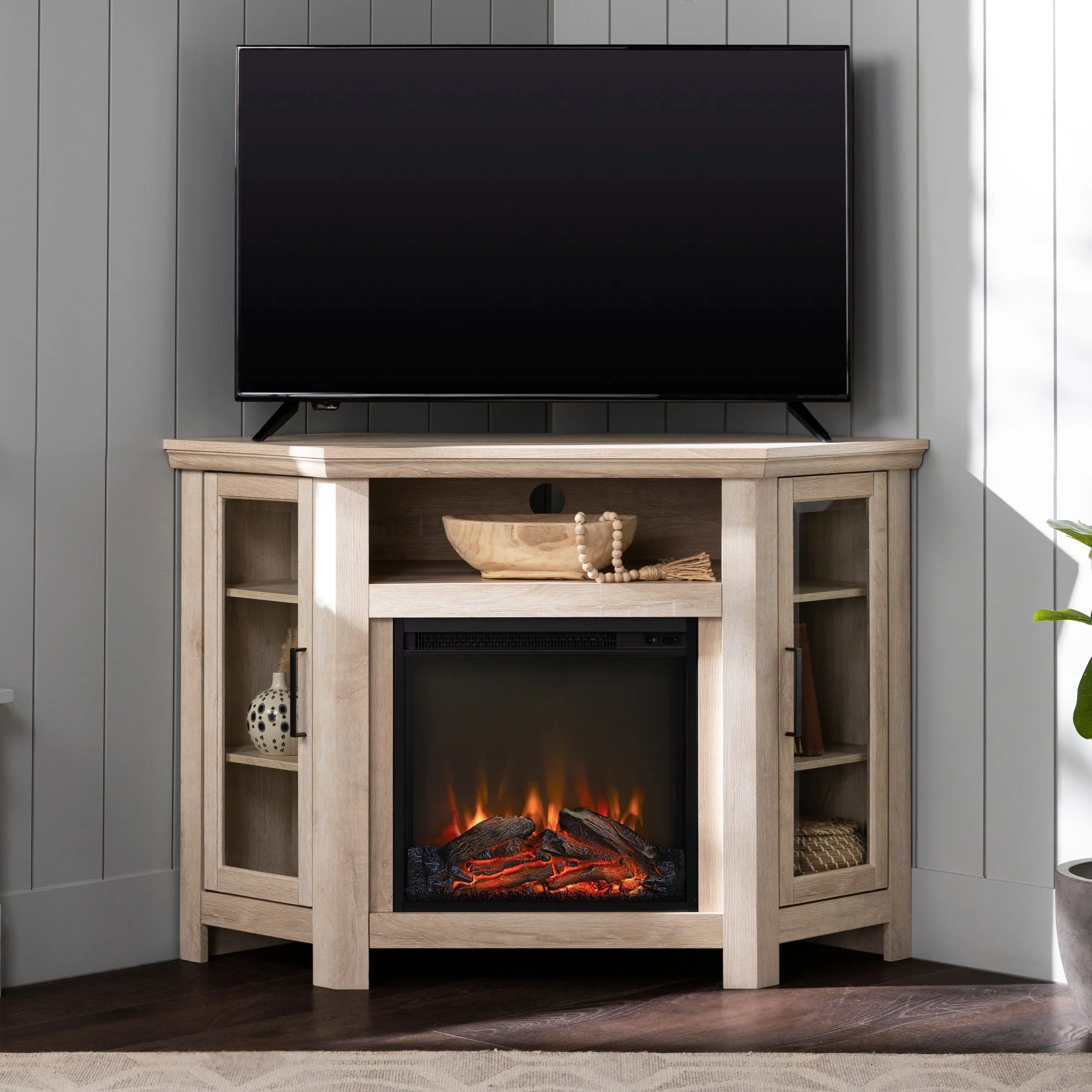 Barn 48 Wood Corner Fireplace TV Stand