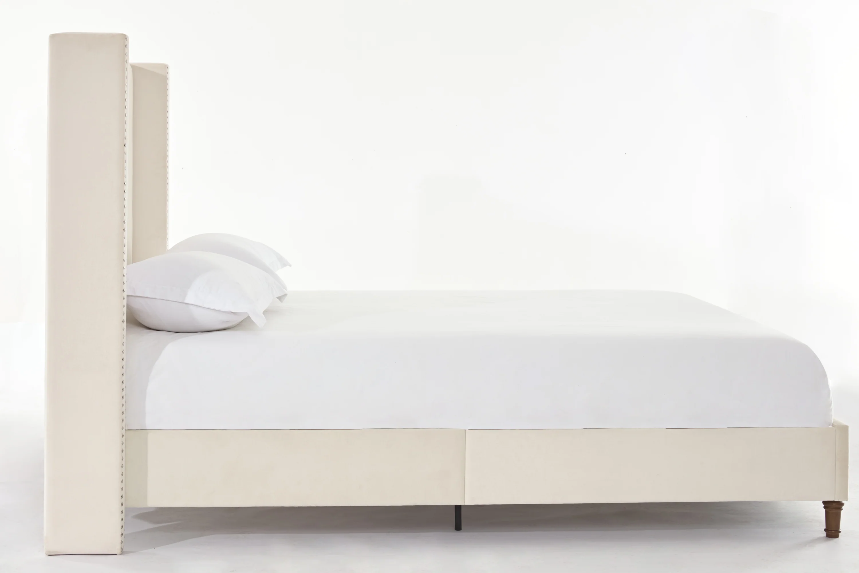 Walker Edison | Traditional Peyton Upholstered 54 High Headboard King Bed