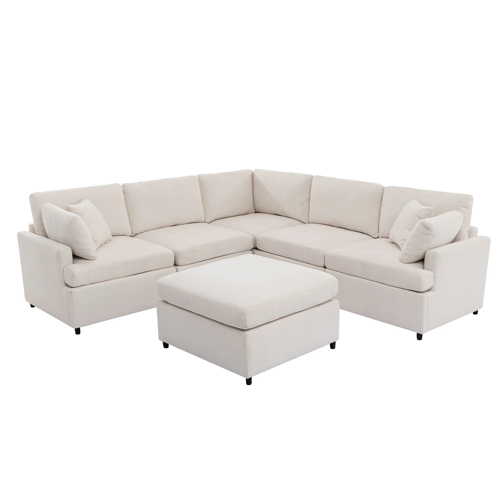 Walker Edison | Classic Modern Modular Sectional Sofa with Ottoman