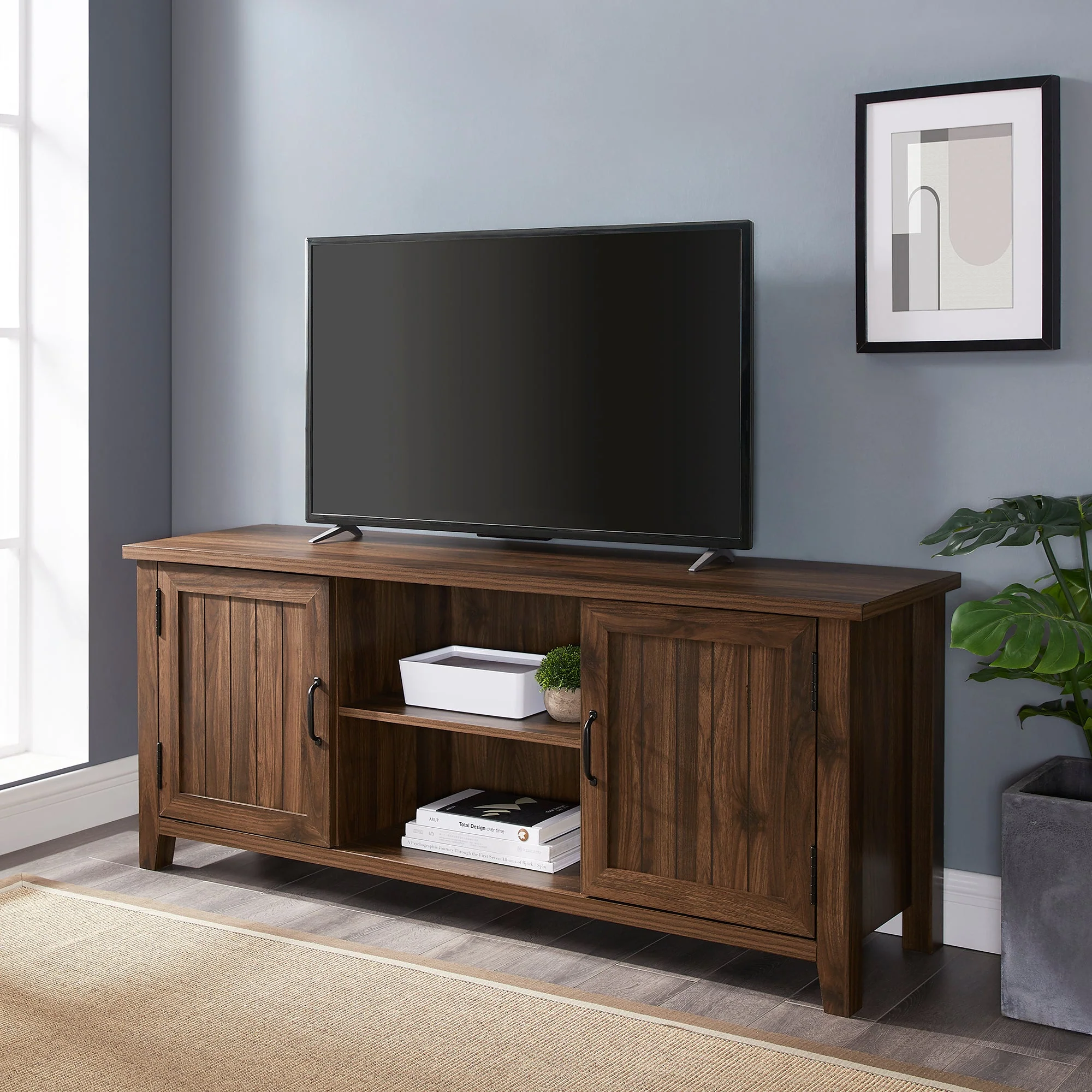 Farmhouse 58 Modern Grooved 2 Door TV Stand