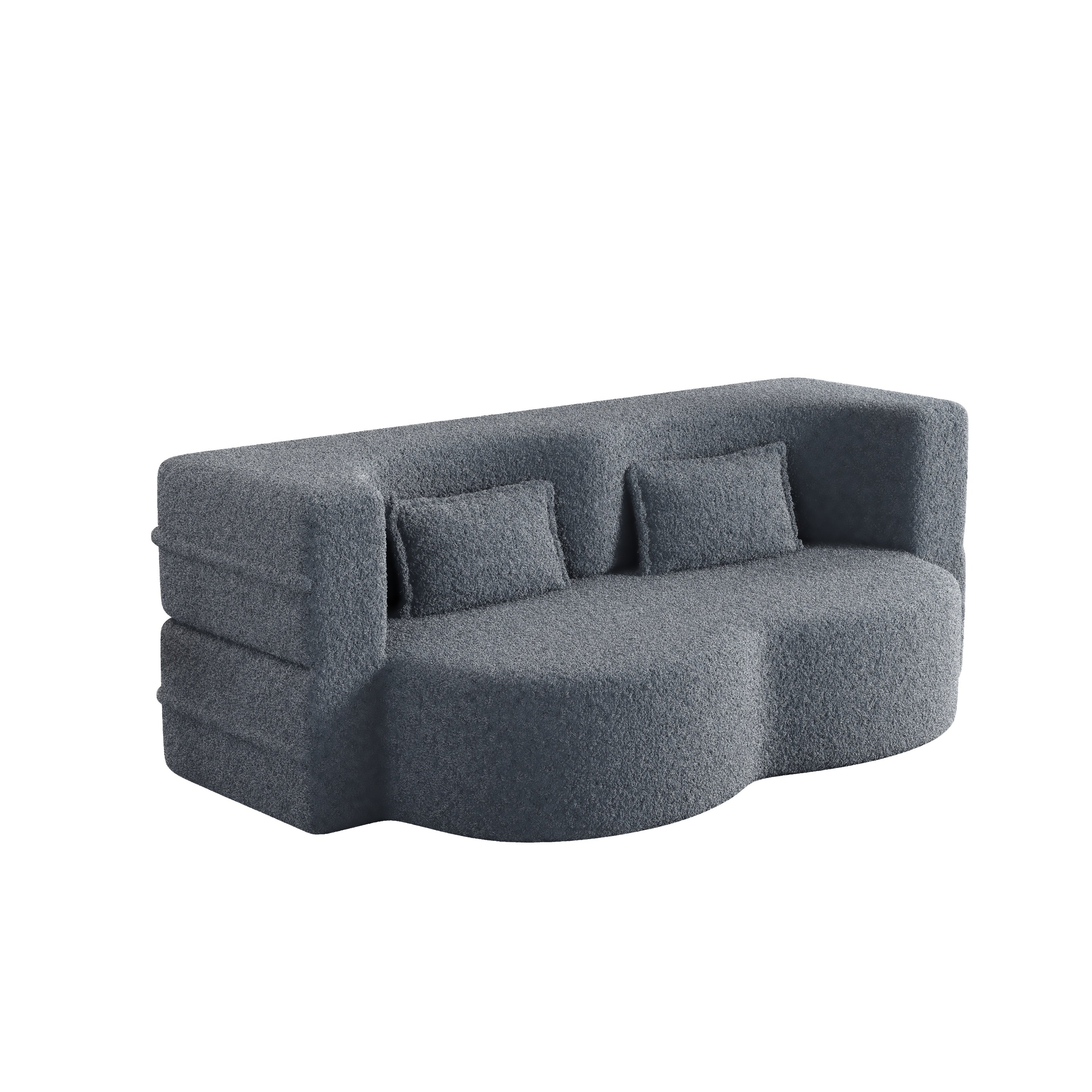 Walker Edison | Convertible Modern Teddy Floor Full Size Sofa Bed with Pillows