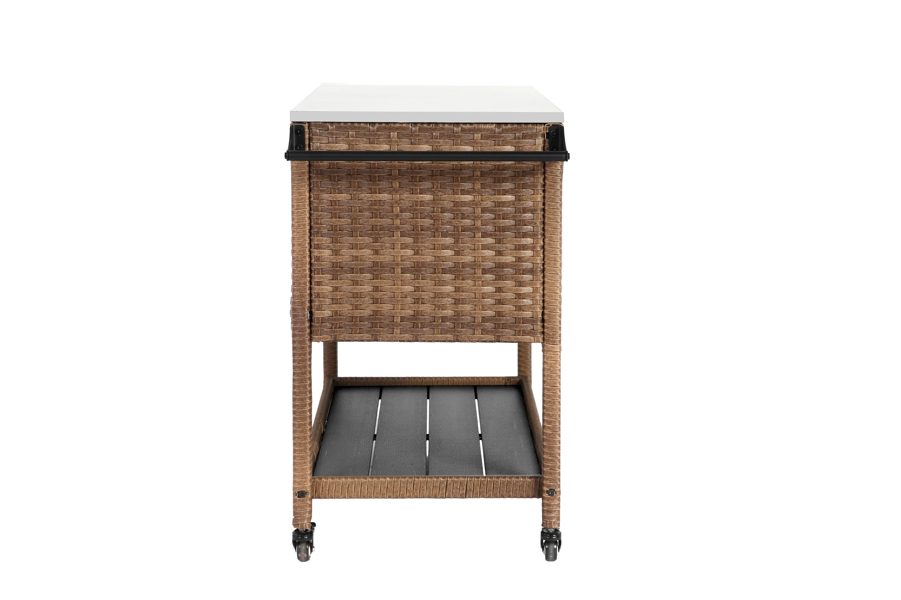 Walker Edison | Outdoor Brown Wicker Bar Cart