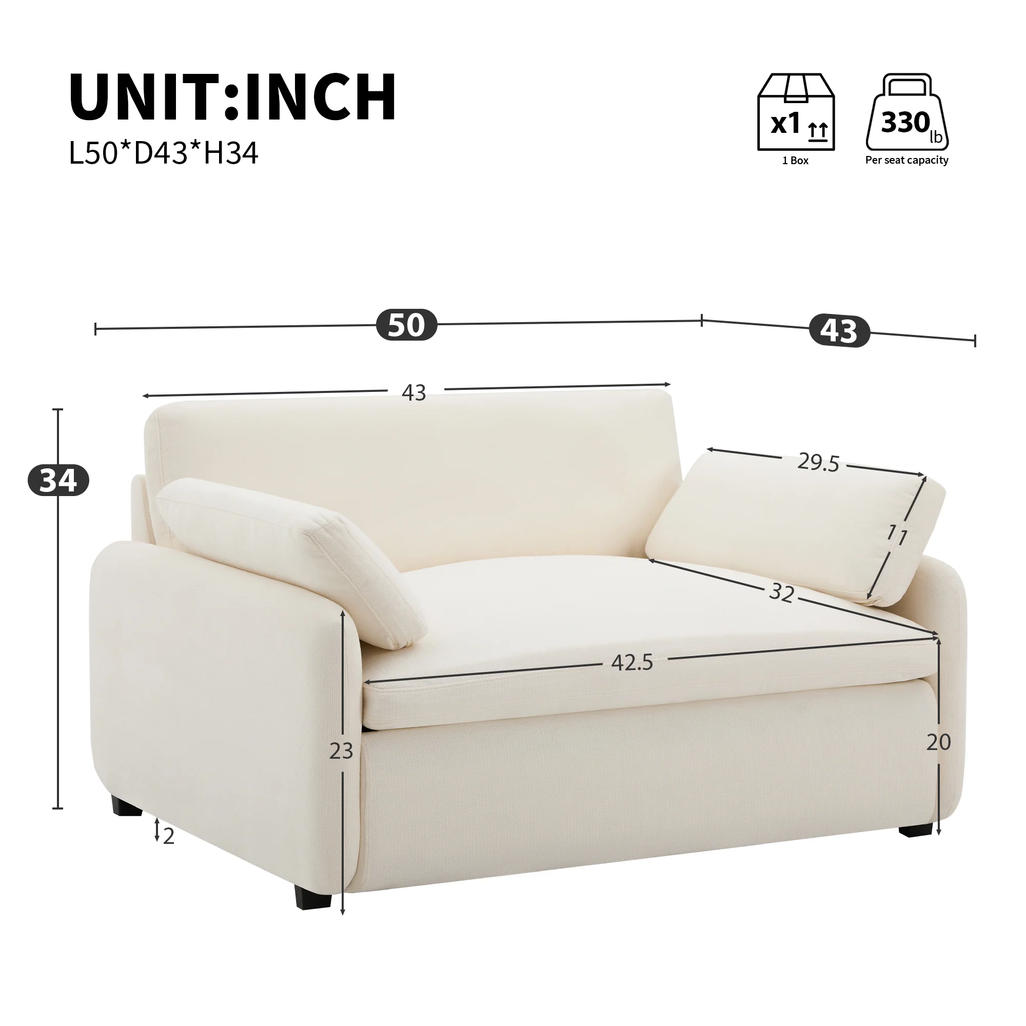 Walker Edison | Oversized Chenille Single Accent Chair