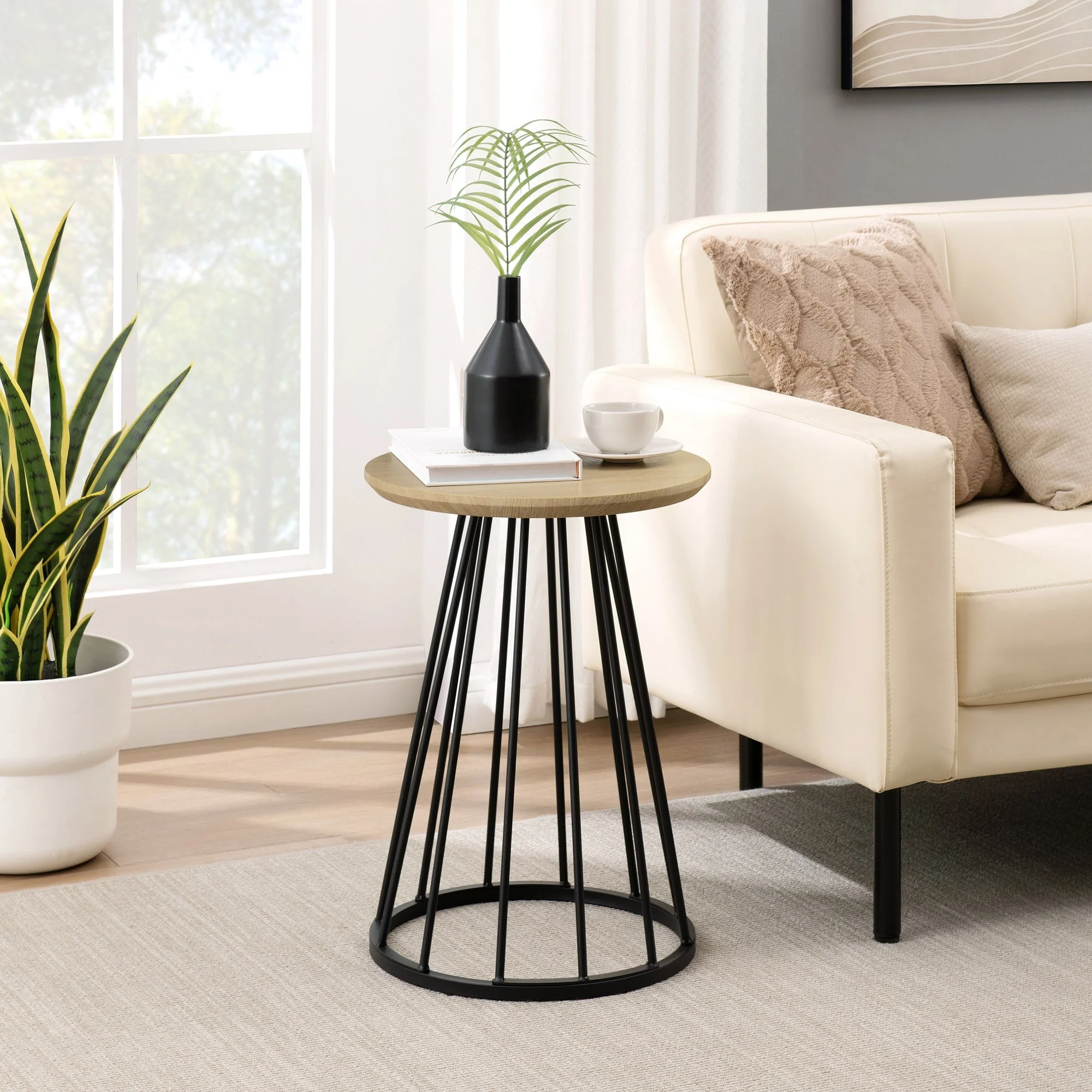 Vivian 16 Modern Side Table with Metal Caged Base