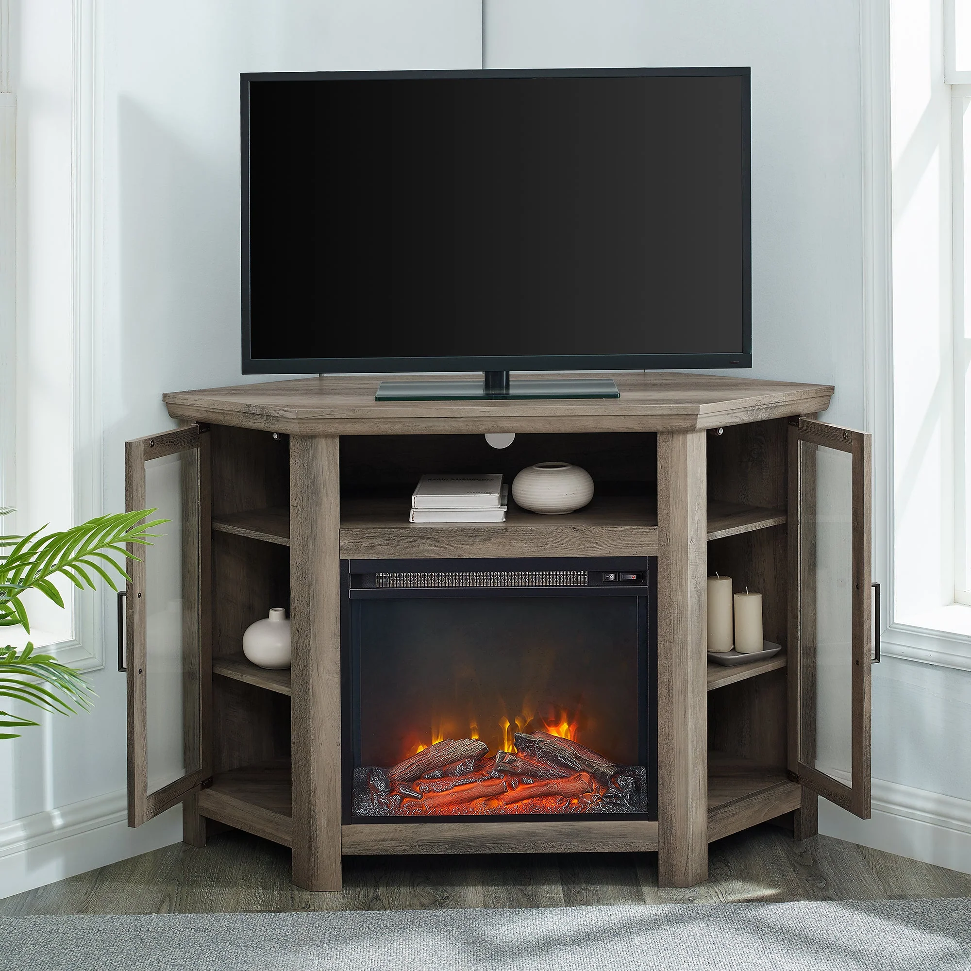 Barn 48 Wood Corner Fireplace TV Stand