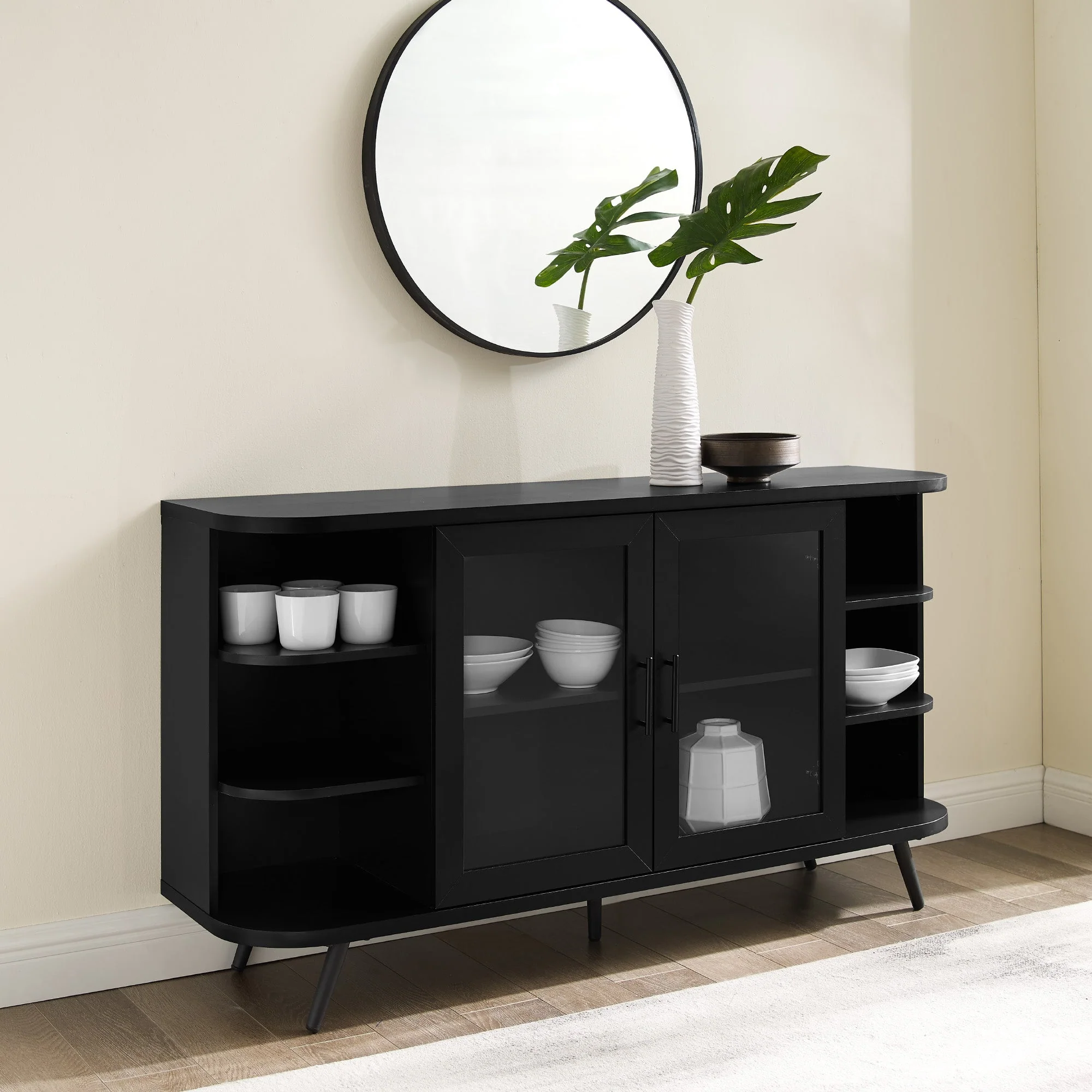 Franny 58 2- Door Curved End Buffet Sideboard & TV Stand