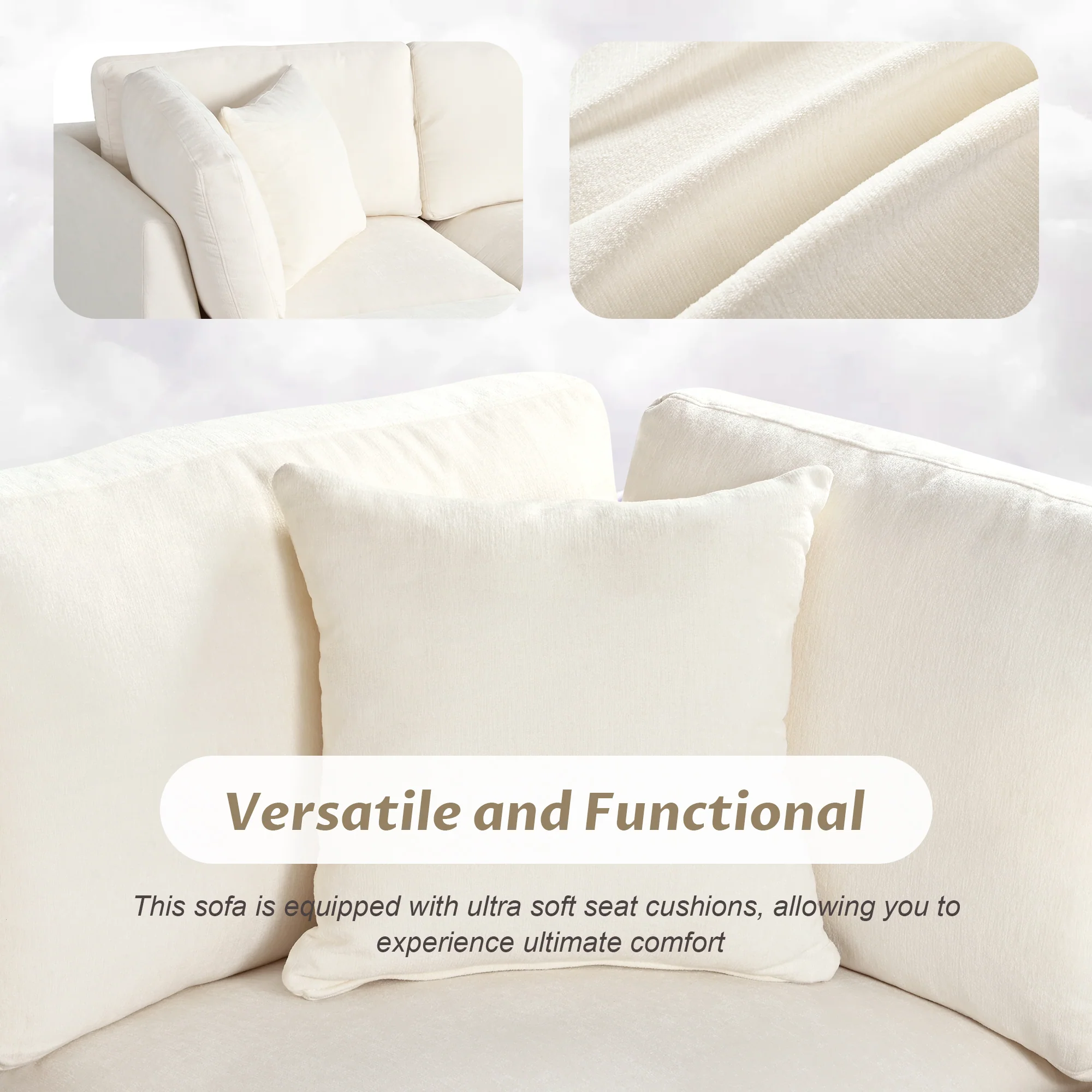 Walker Edison | Modular Sectional Sofa with Removable Storage Ottoman