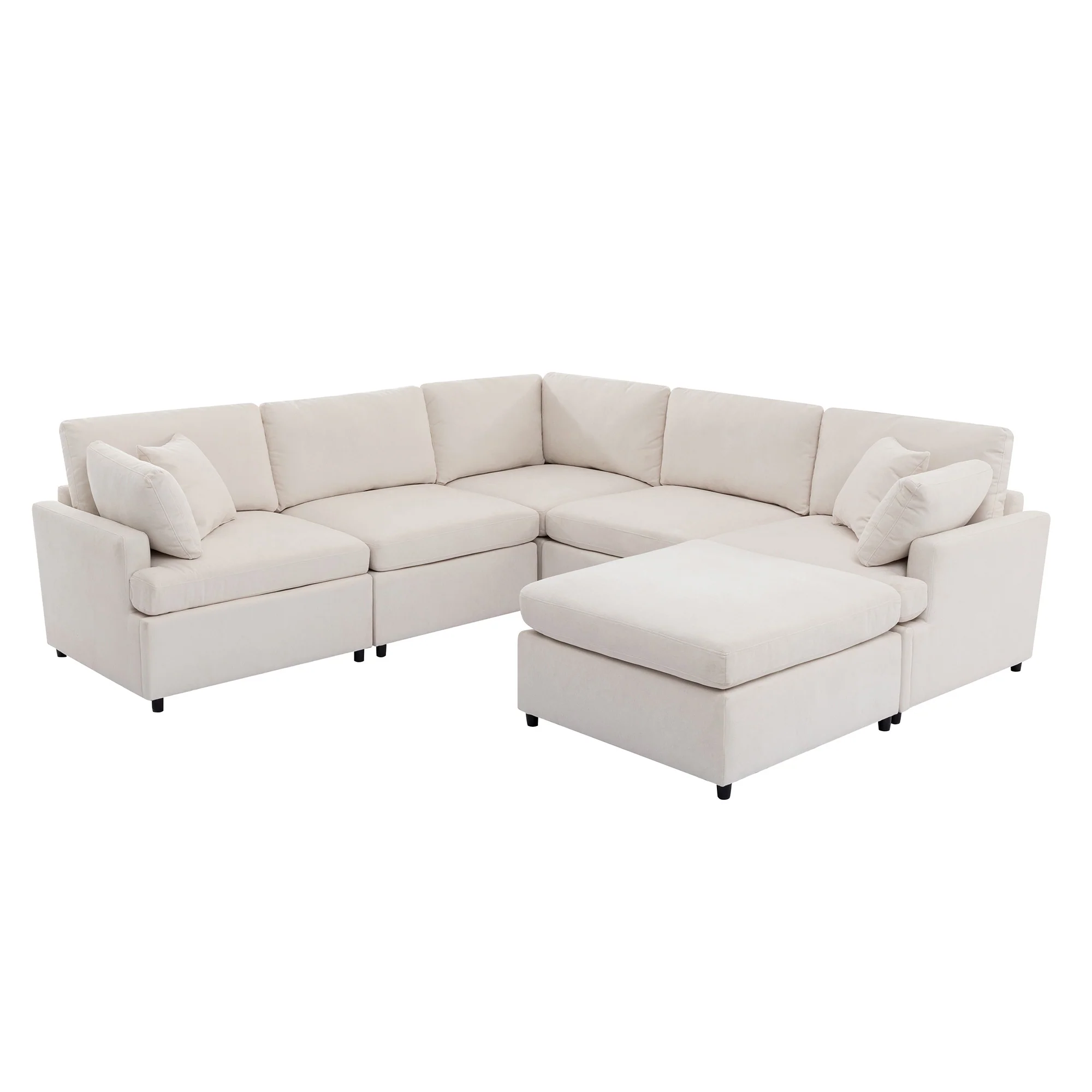Walker Edison | Classic Modern Modular Sectional Sofa with Ottoman
