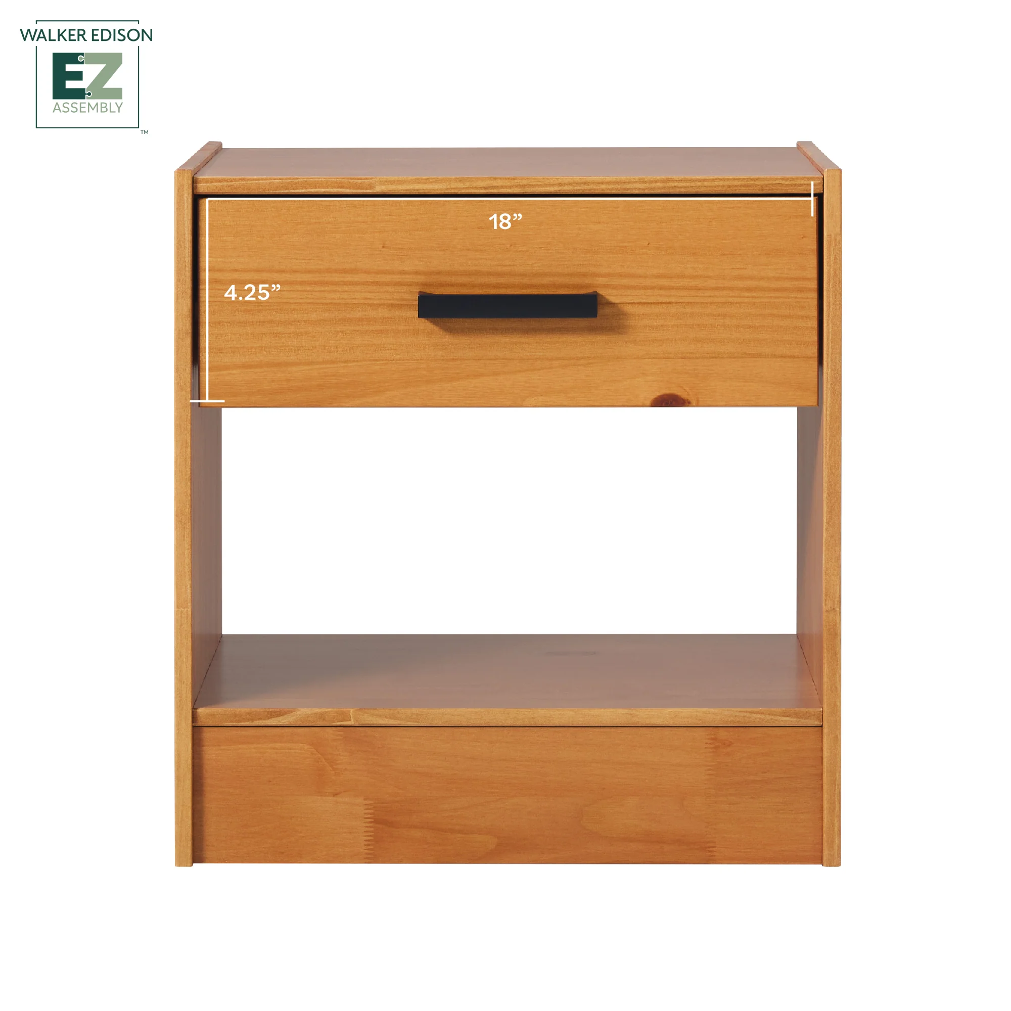 Declan 1-Drawer Solid Wood Nightstand With Handles