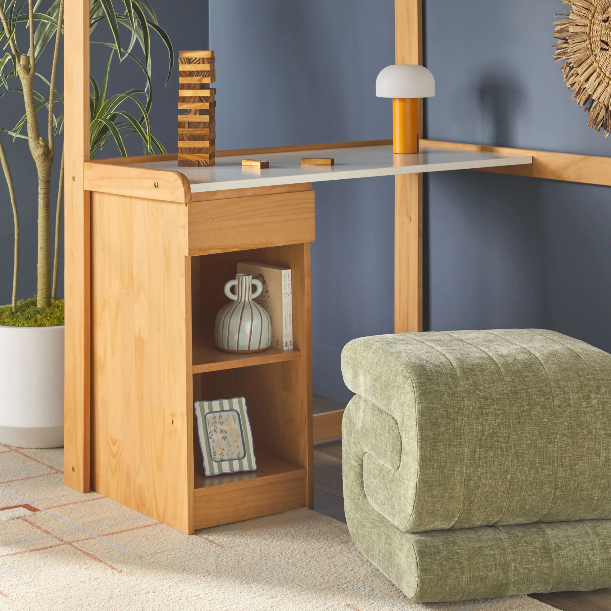 Adyn Contemporary Twin Loft Bunk Bed with Desk